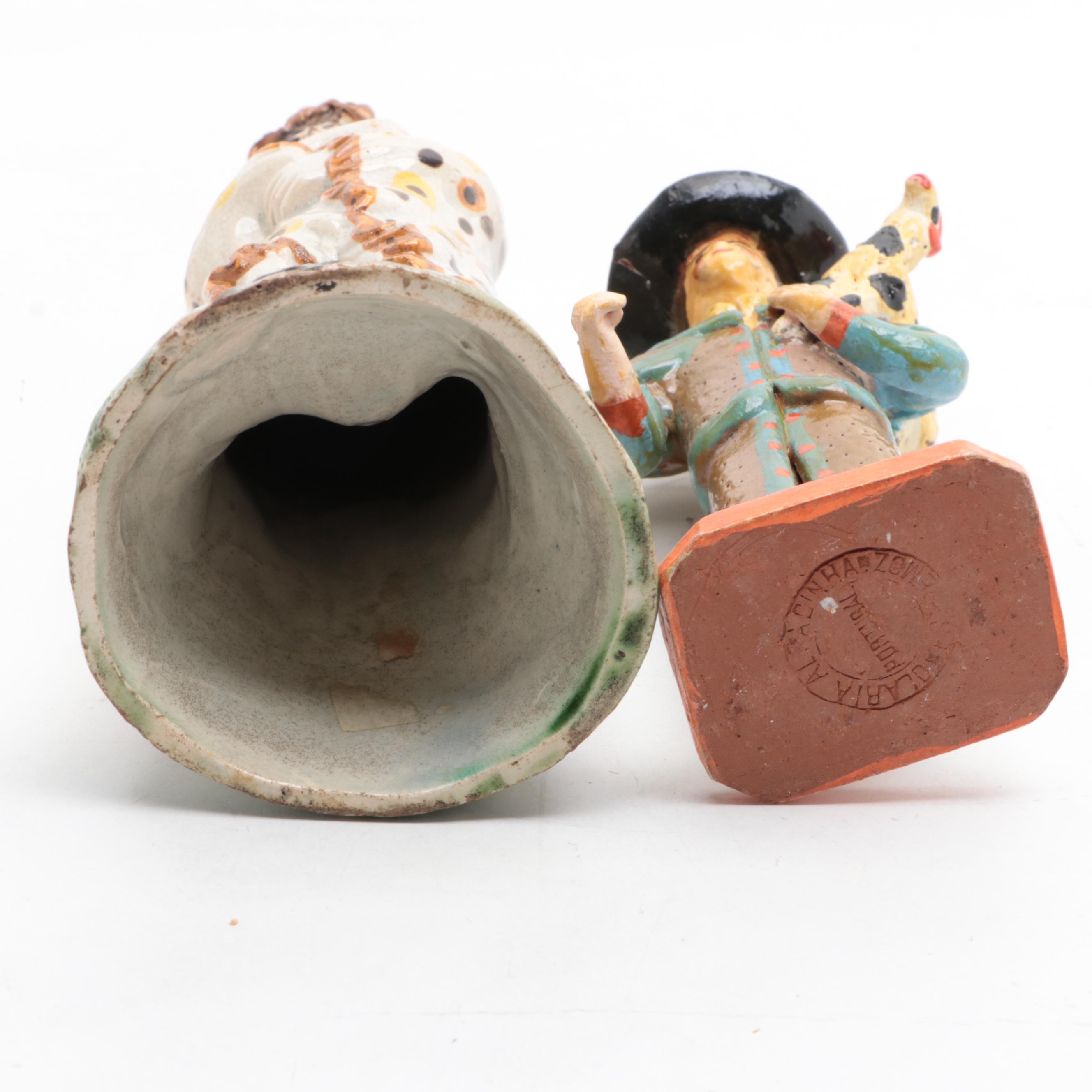 English Prattware Allegorical Winter Figurine with Other Figurine and Décor