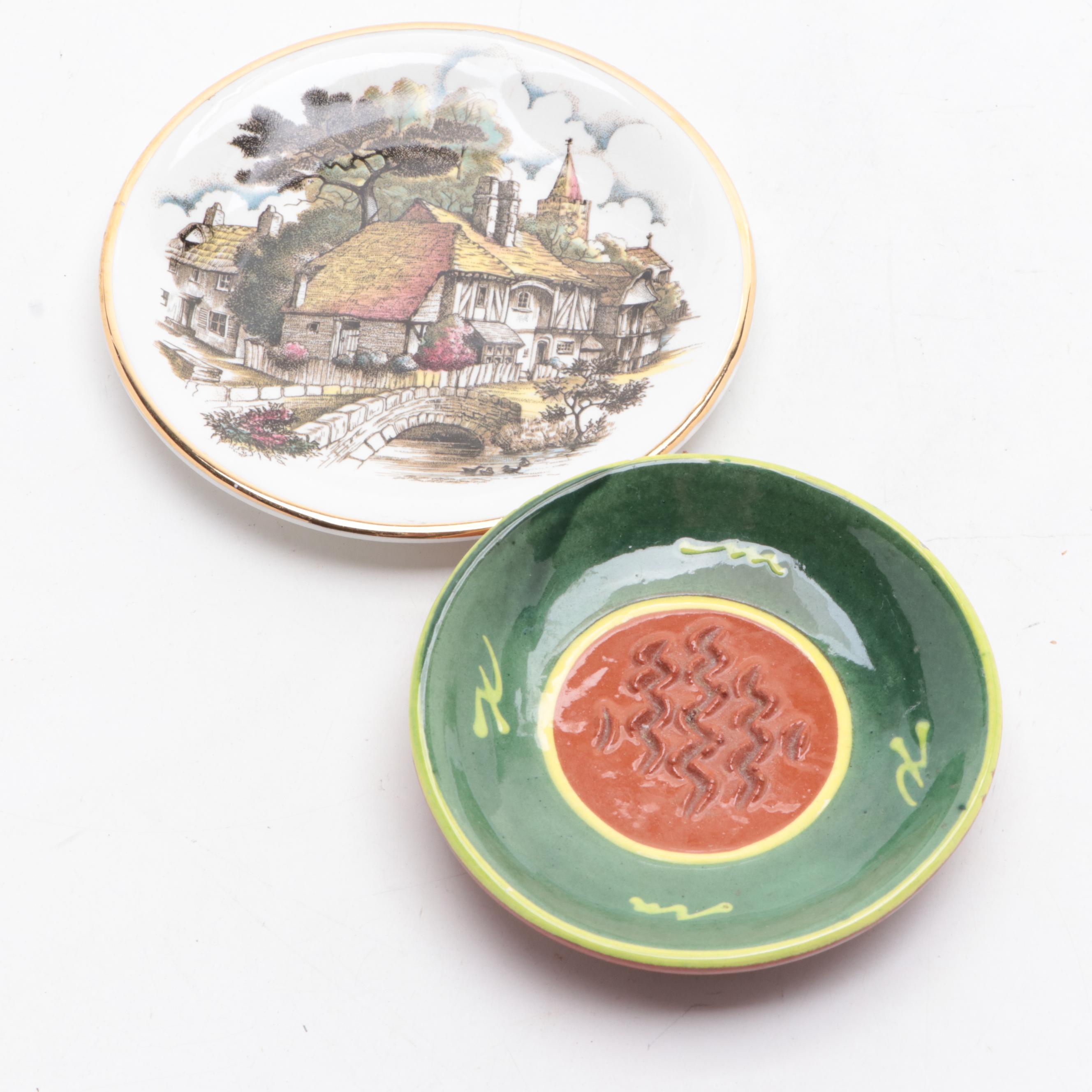 English Prattware Allegorical Winter Figurine with Other Figurine and Décor