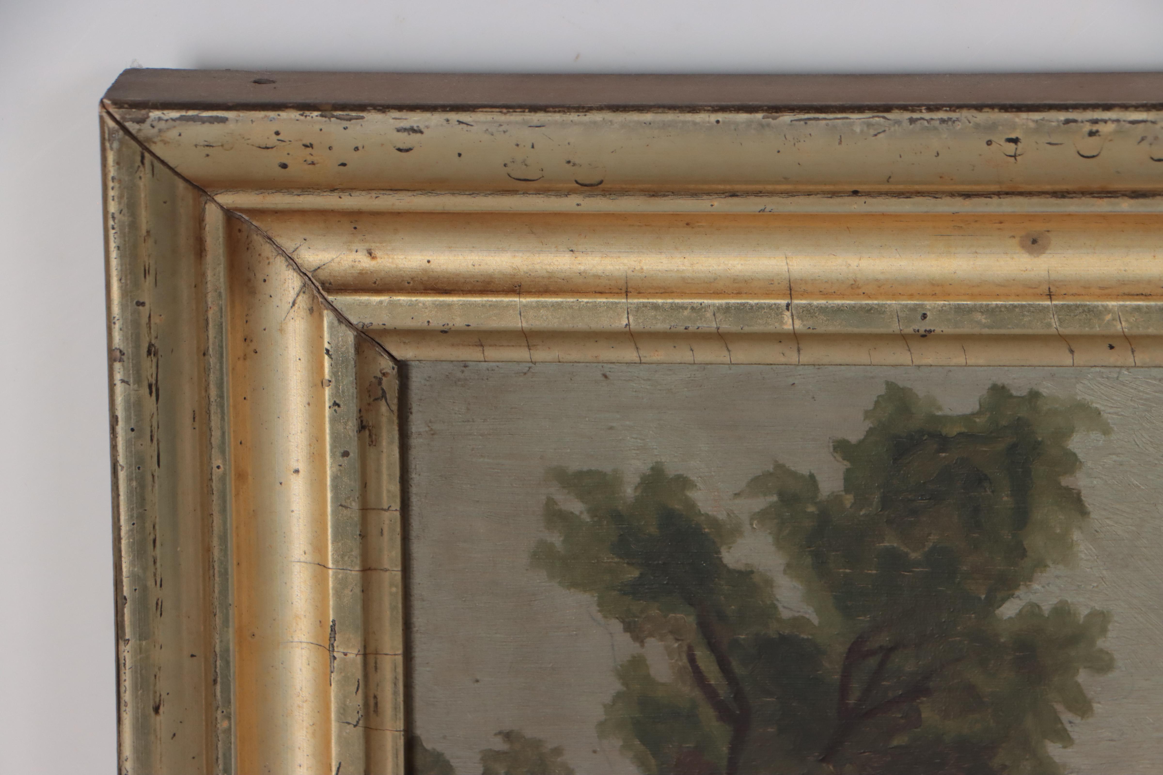 Naïve Oil Painting of Landscape With Figures and Ruins, Circa 1900