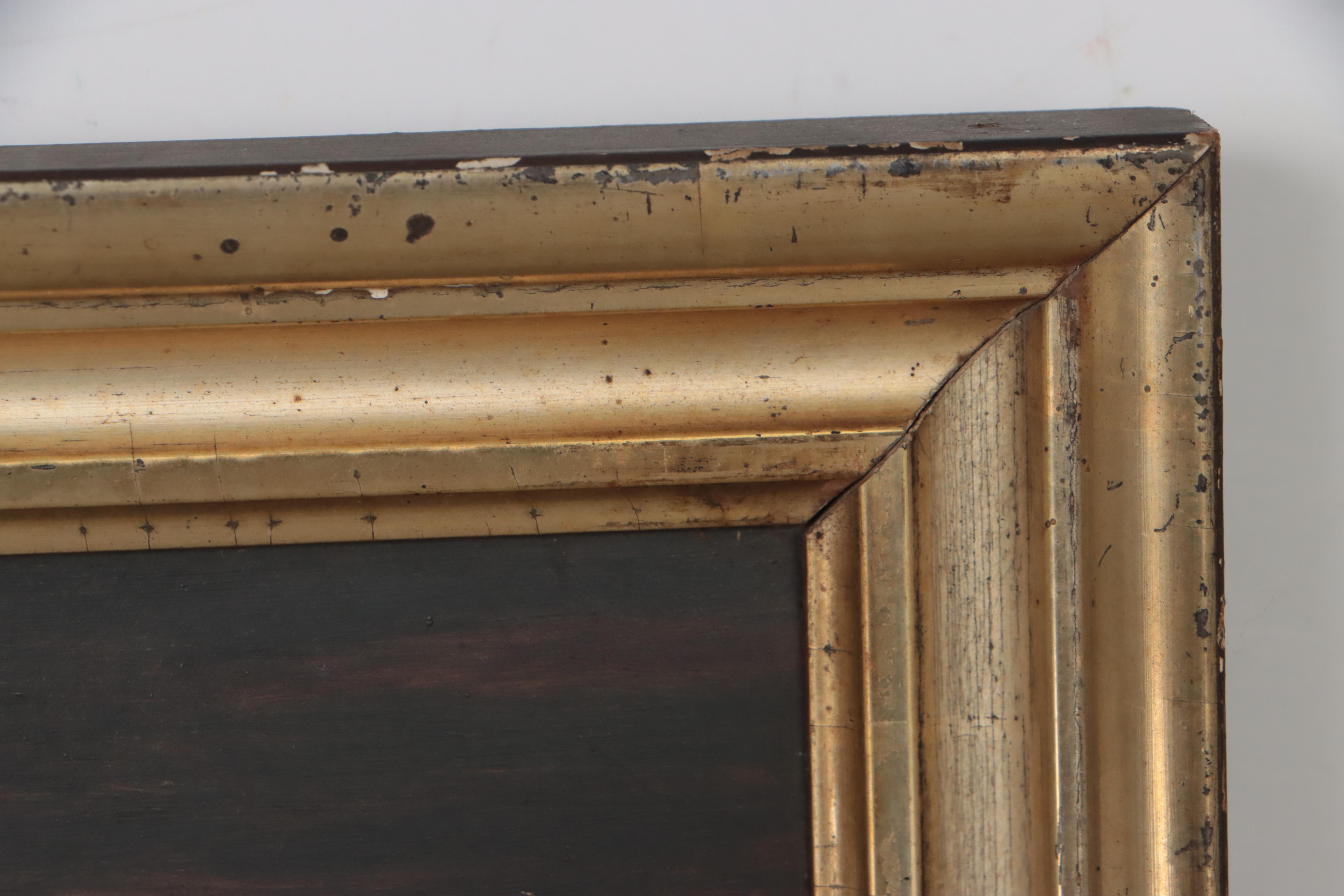 Naïve Oil Painting of Nocturne Coastal Landscape, Circa 1900