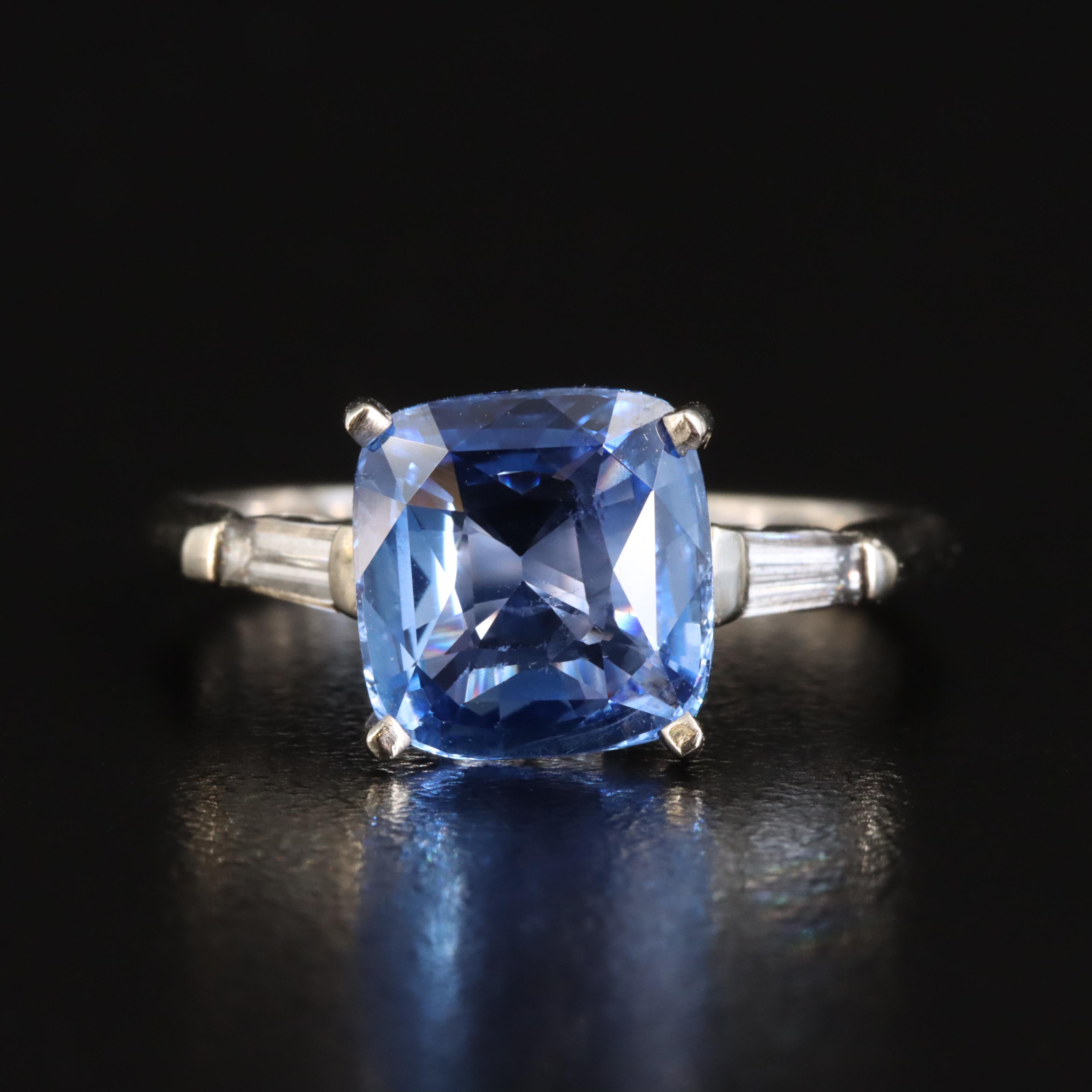 Unheated 4.09 CT Burmese Sapphire and Diamond Ring with GIA Report