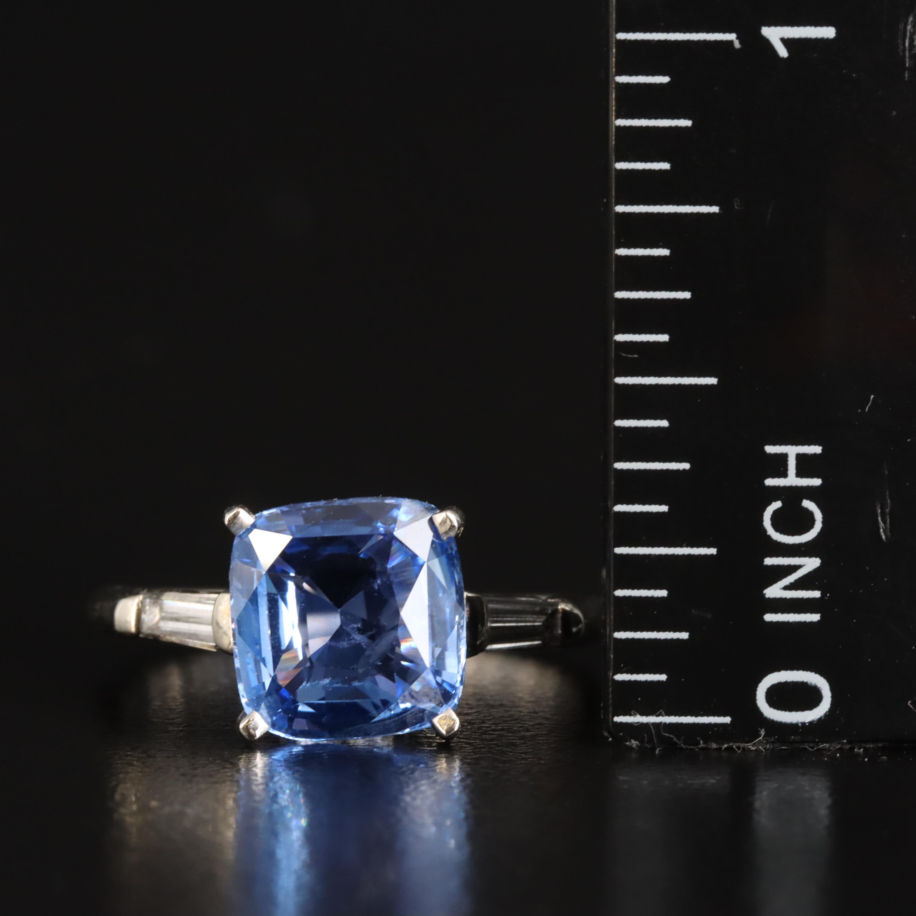 Unheated 4.09 CT Burmese Sapphire and Diamond Ring with GIA Report