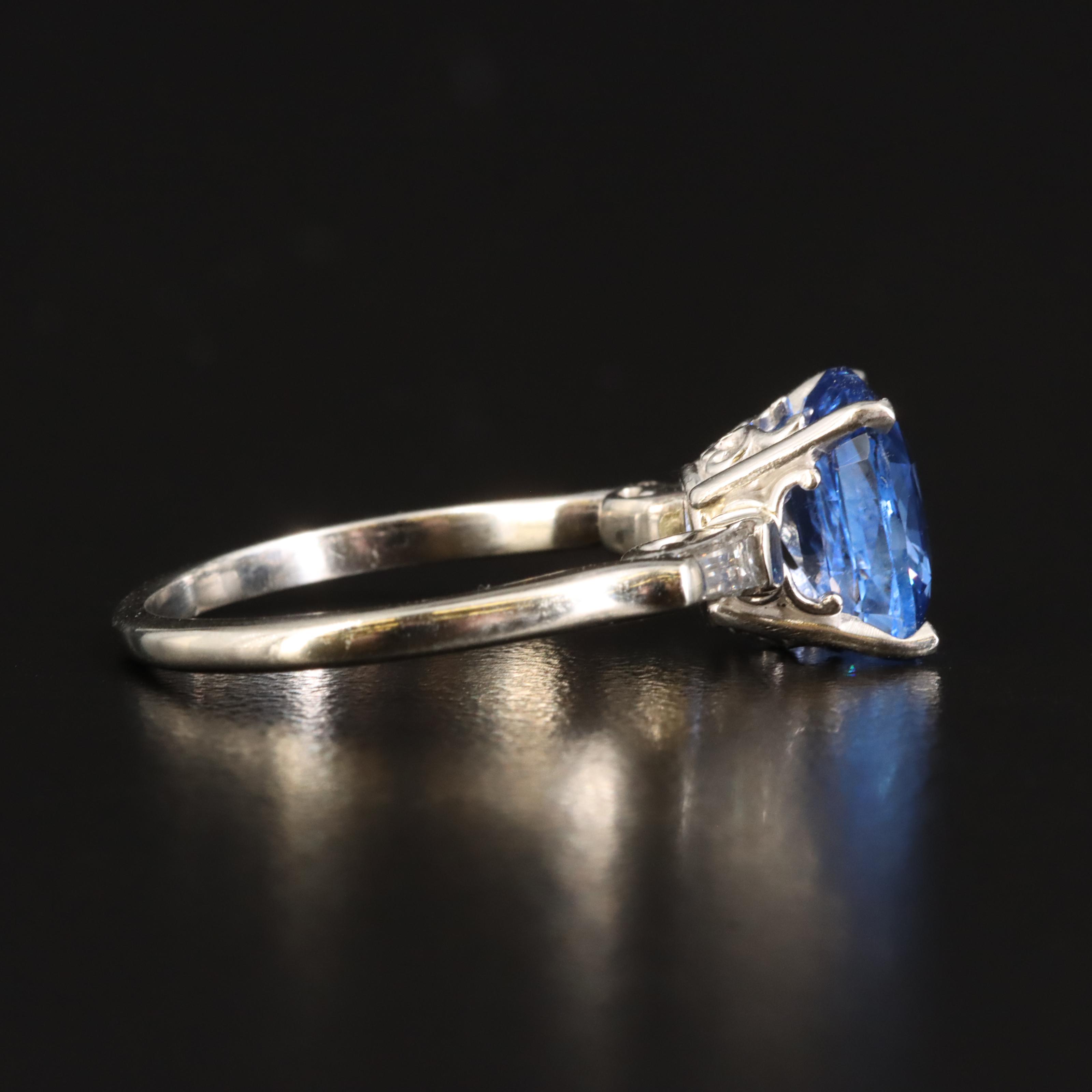 Unheated 4.09 CT Burmese Sapphire and Diamond Ring with GIA Report