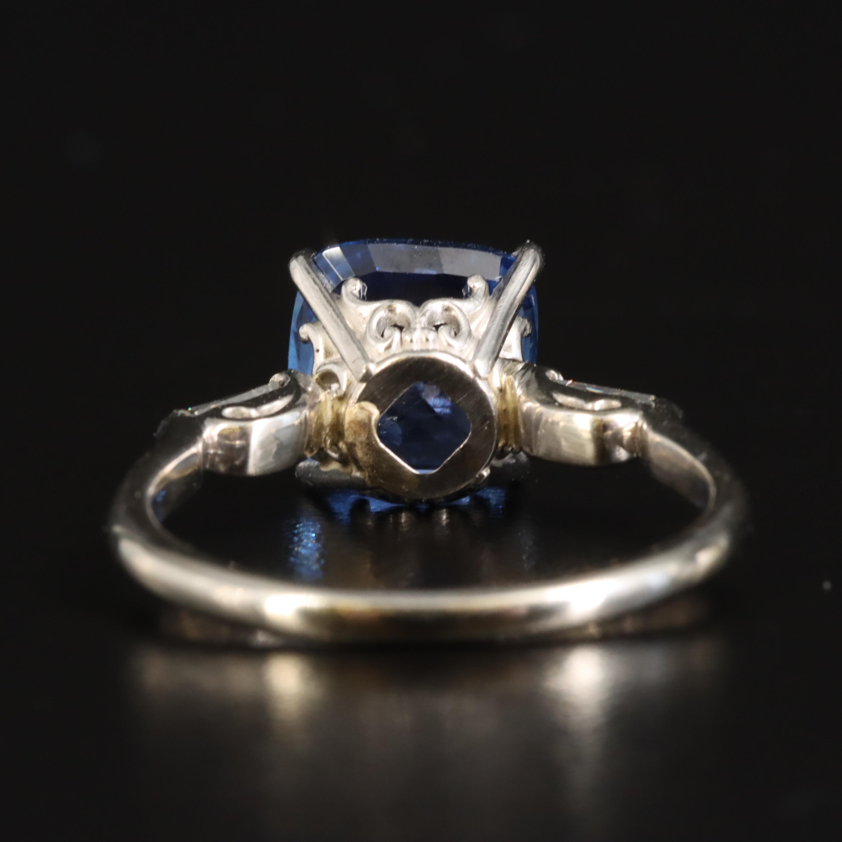 Unheated 4.09 CT Burmese Sapphire and Diamond Ring with GIA Report