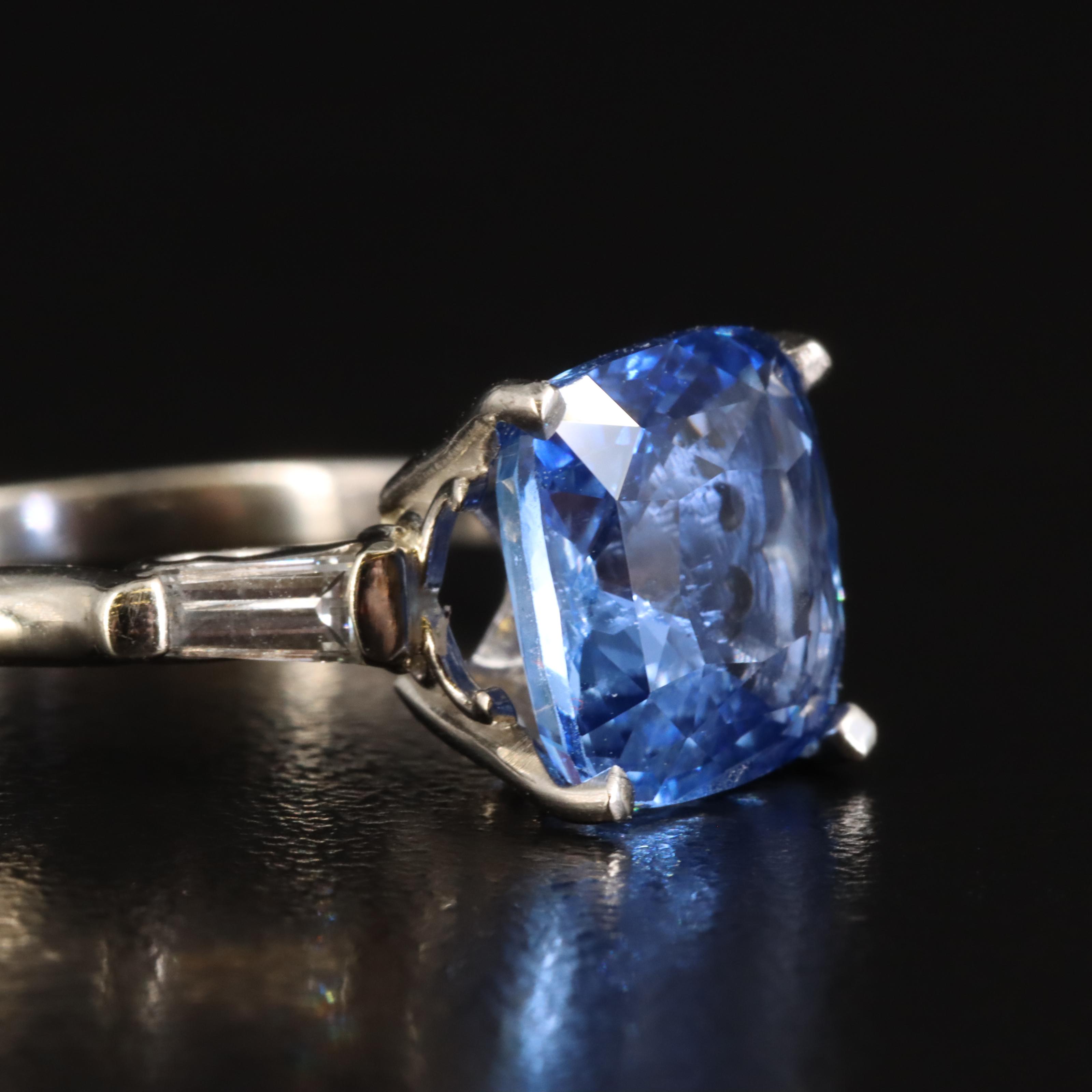 Unheated 4.09 CT Burmese Sapphire and Diamond Ring with GIA Report