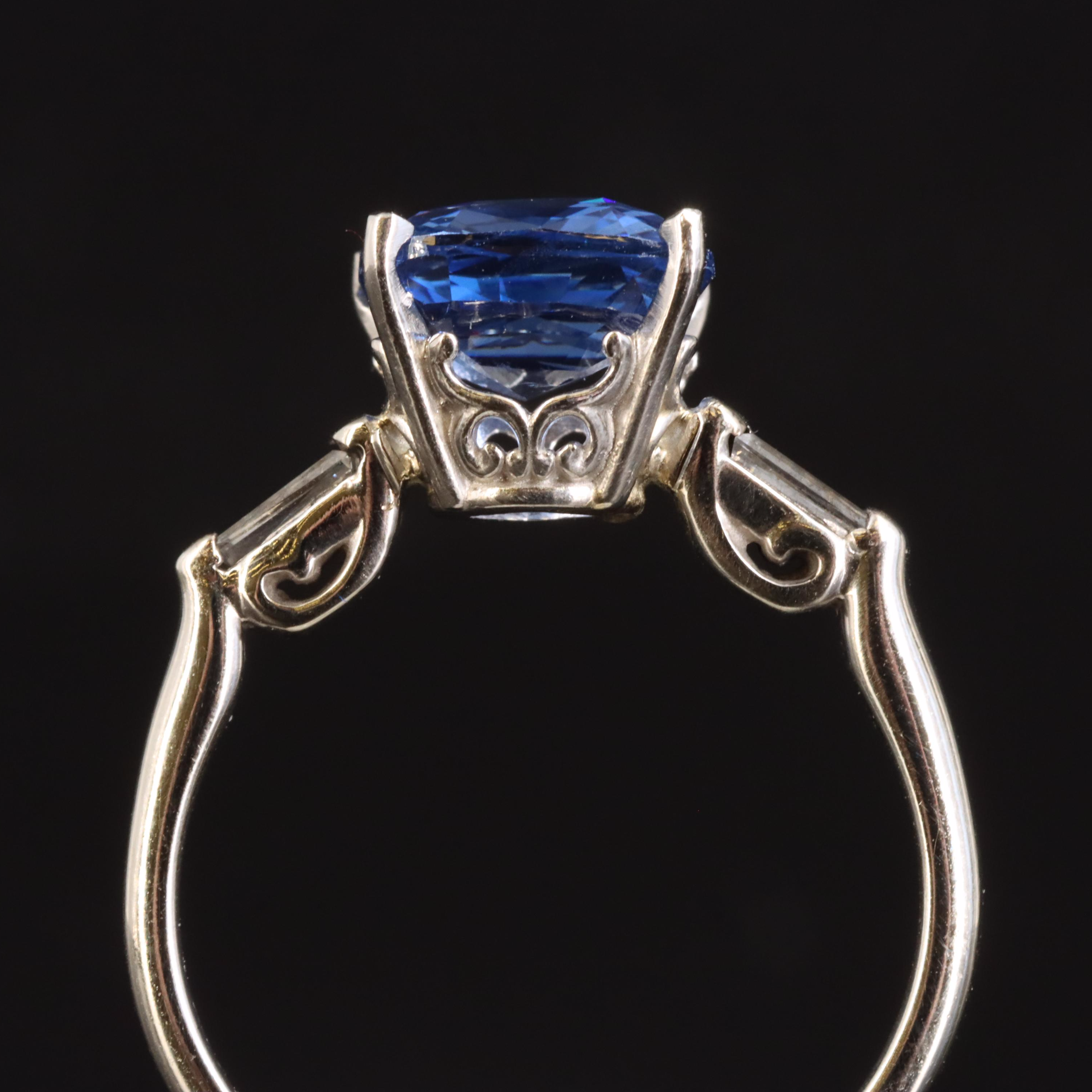 Unheated 4.09 CT Burmese Sapphire and Diamond Ring with GIA Report