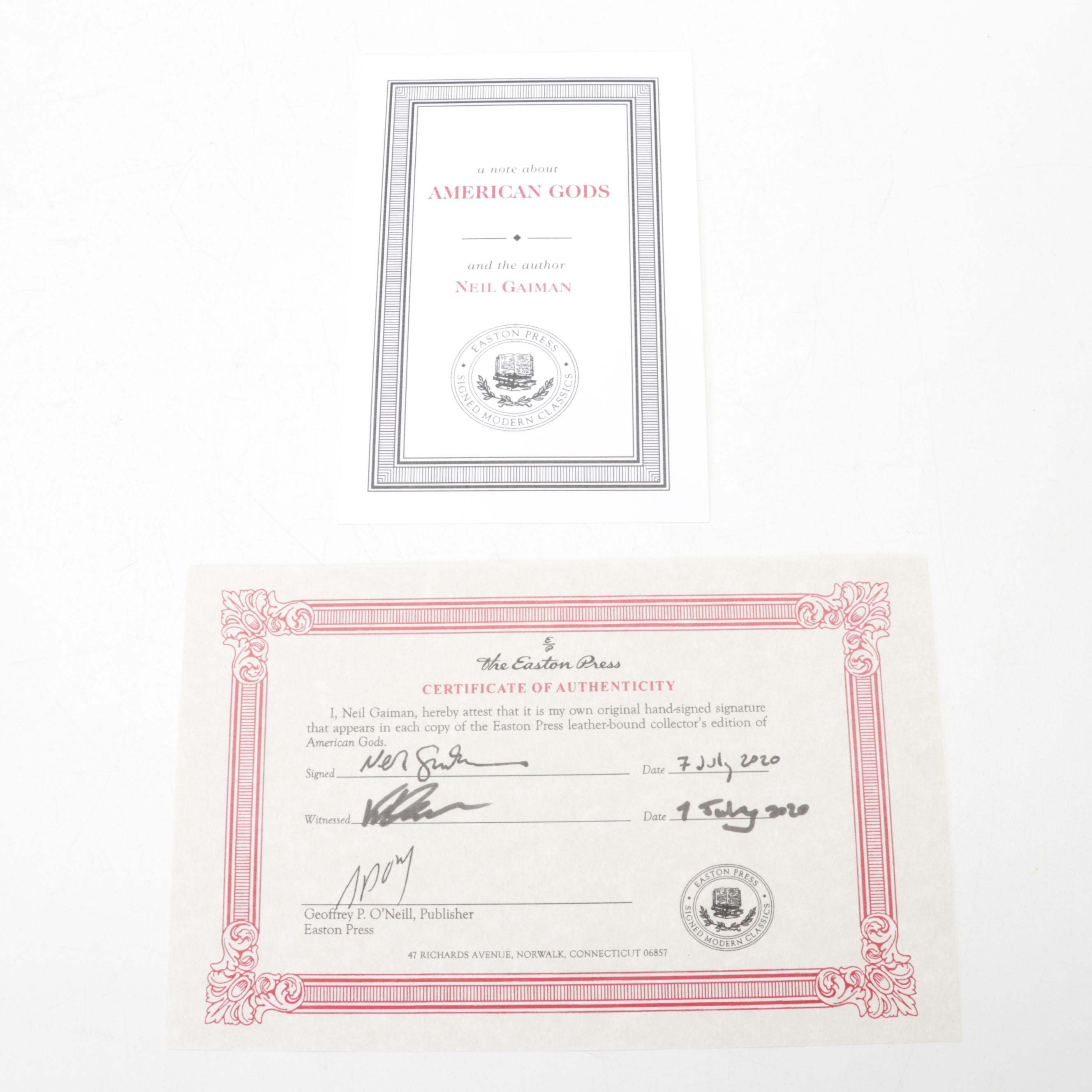 Signed Easton Press "American Gods" by Neil Gaiman, 2011