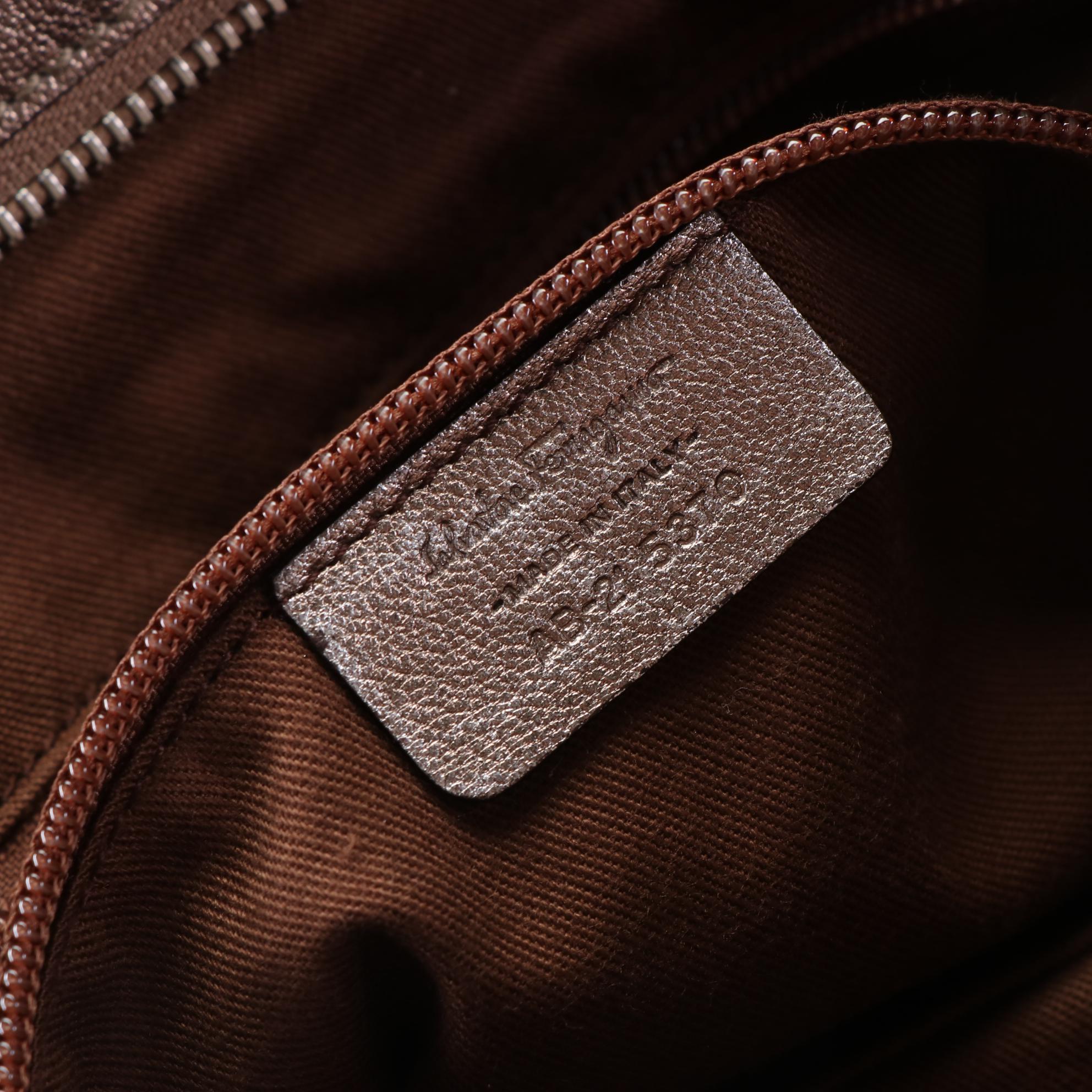 Salvatore Ferragamo Medium Shoulder Bag in Metallic Goatskin Leather