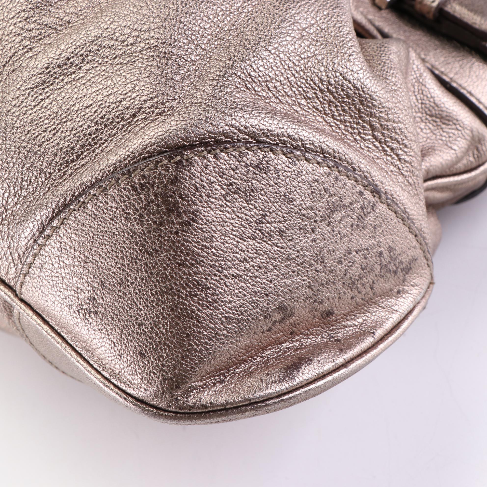 Salvatore Ferragamo Medium Shoulder Bag in Metallic Goatskin Leather