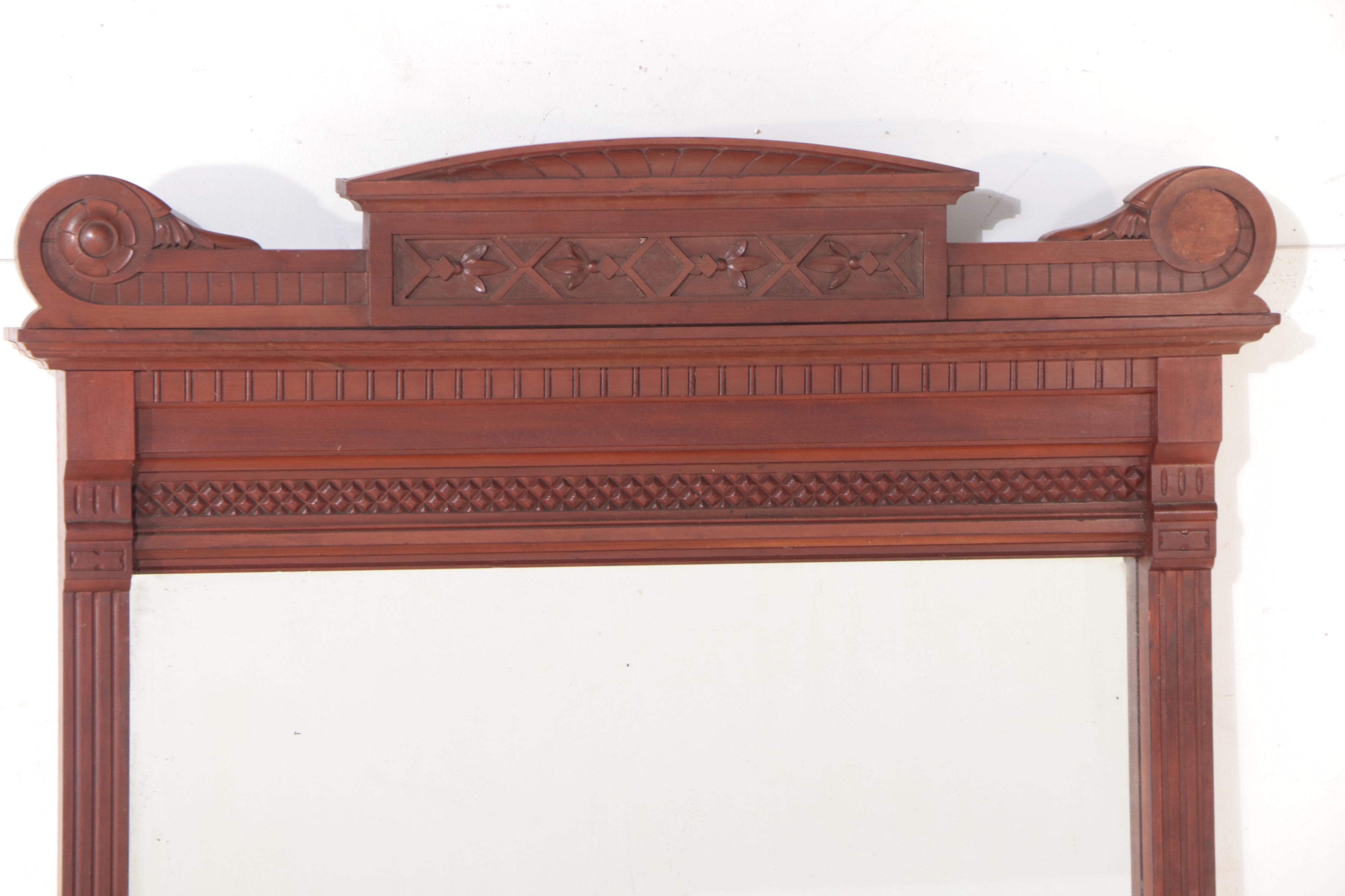 Victorian Cherrywood Mirror, Late 19th Century