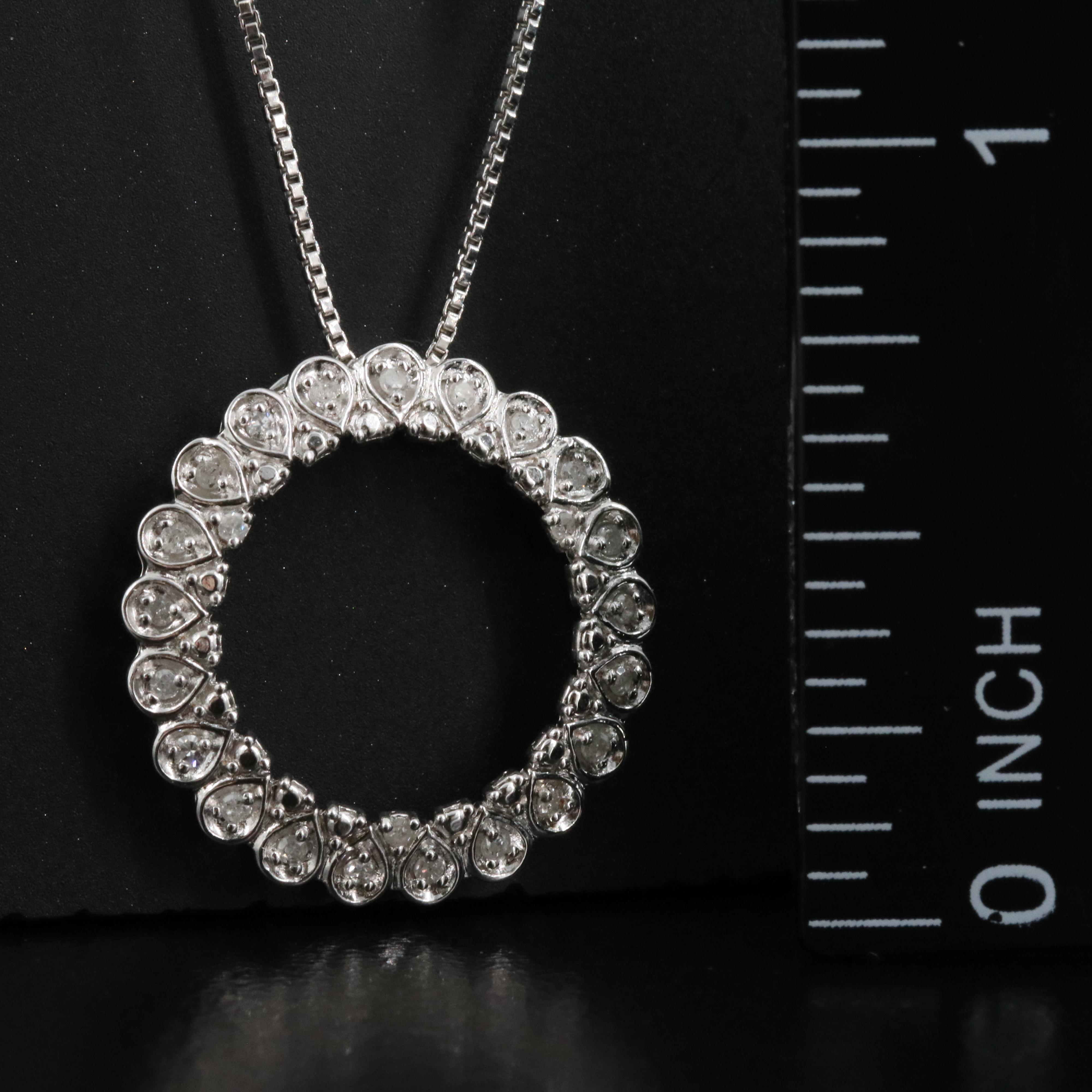 Sterling Diamond Circle Pendant Necklace