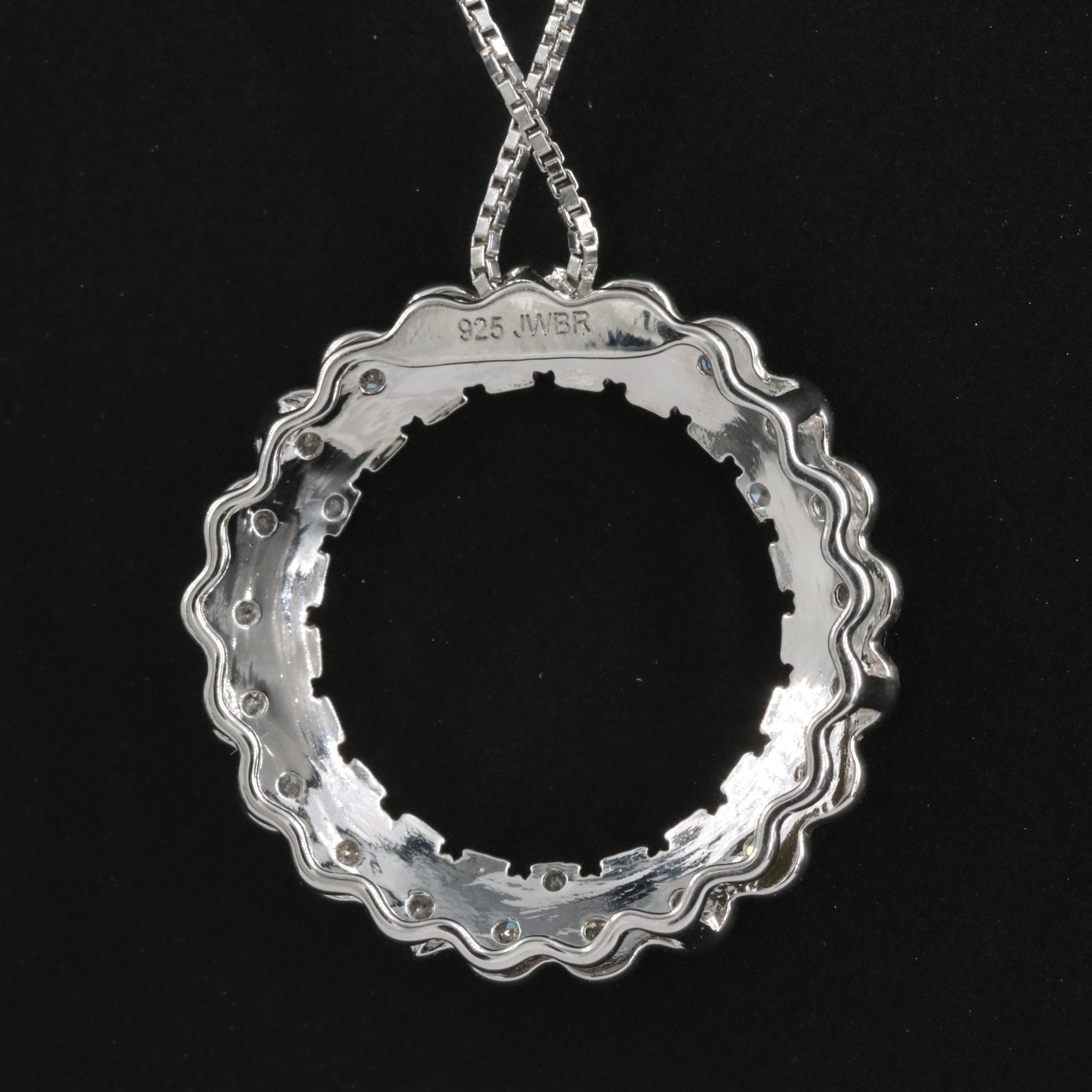 Sterling Diamond Circle Pendant Necklace