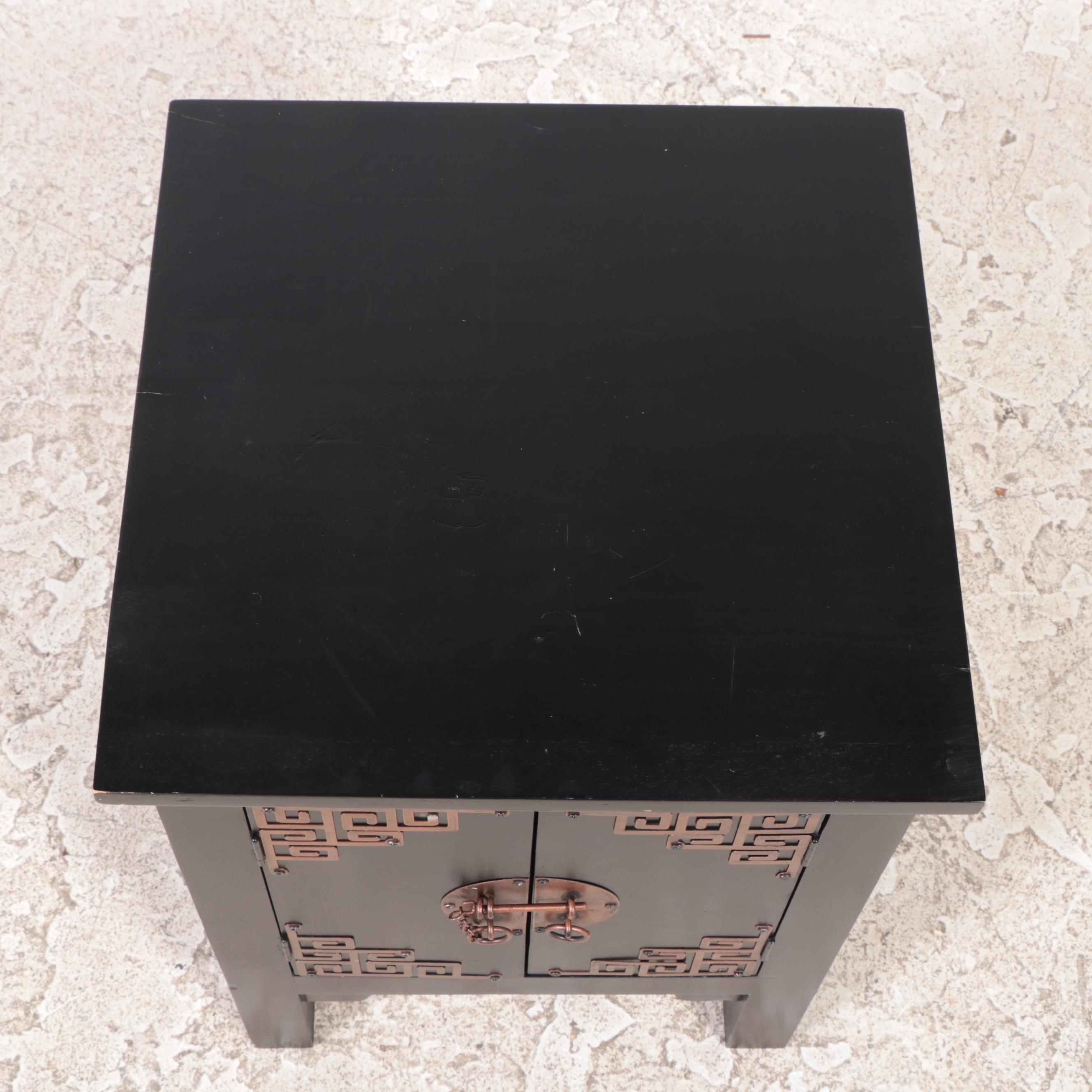 LGD Home for Target Chinese Style Ebonized and Metal-Mounted Side Table