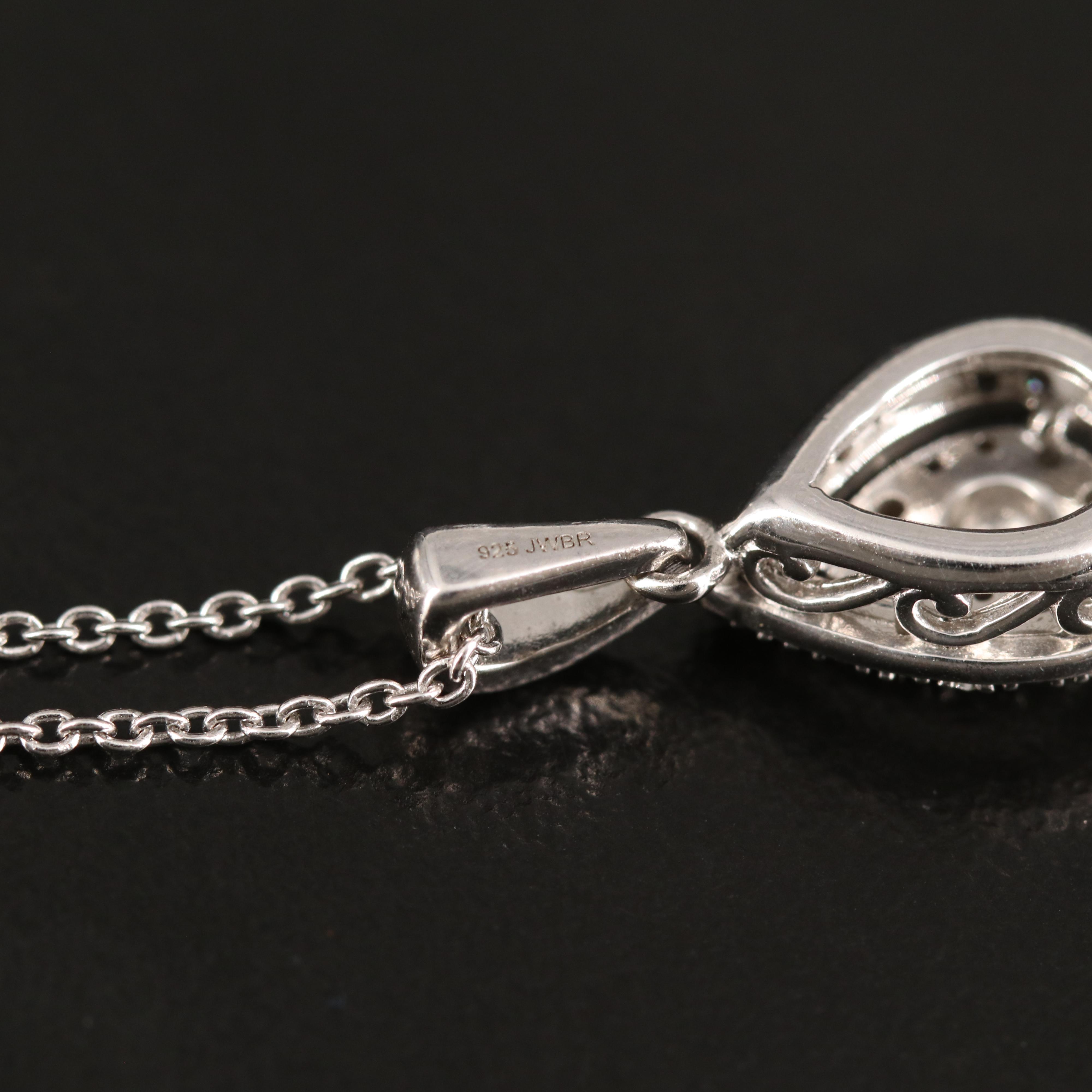 Diamond Teardrop Pendant Necklace in Sterling