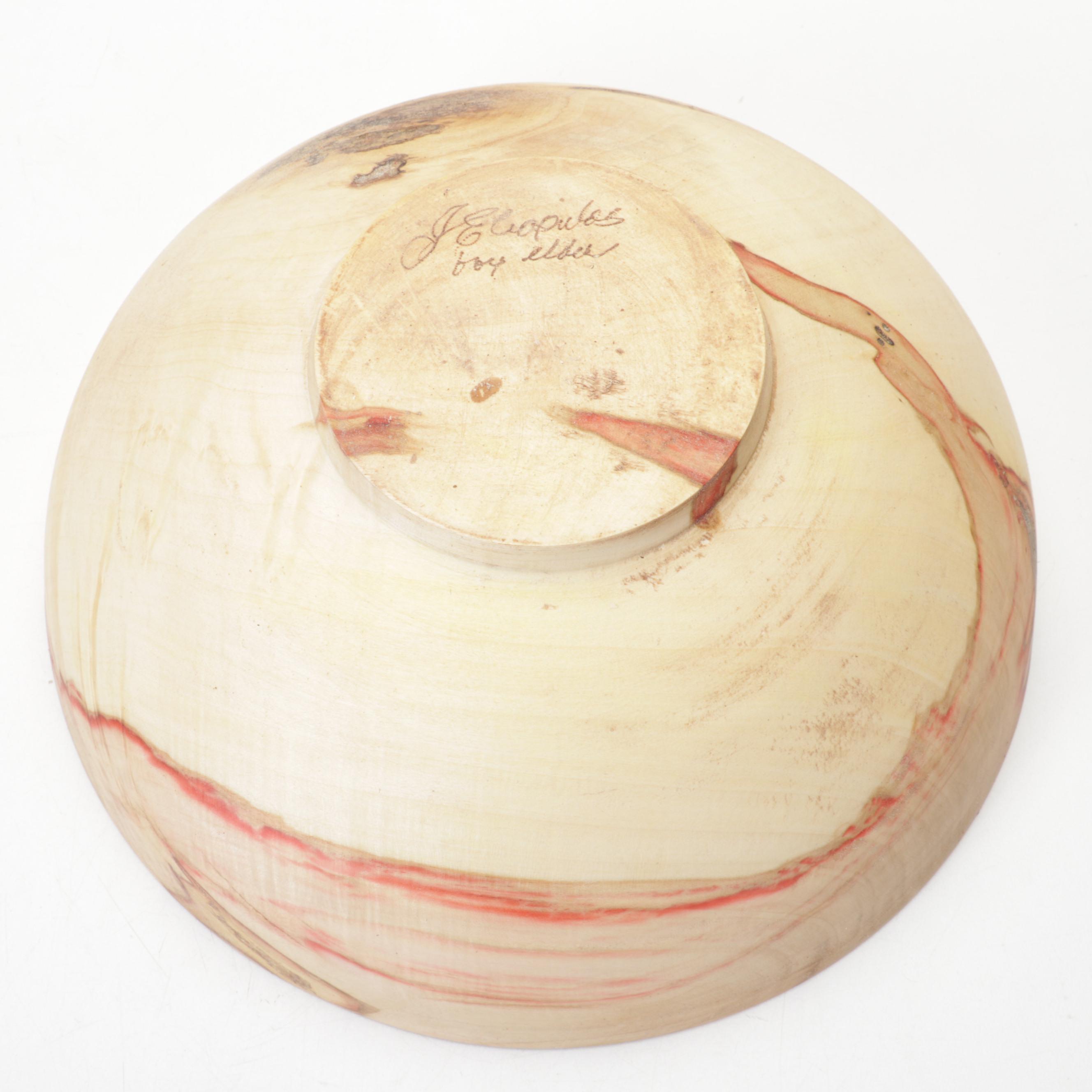 Jim Eliopulos Turned Box Elder & Willow Bowls with Walnut Bird Sculpture & Vase