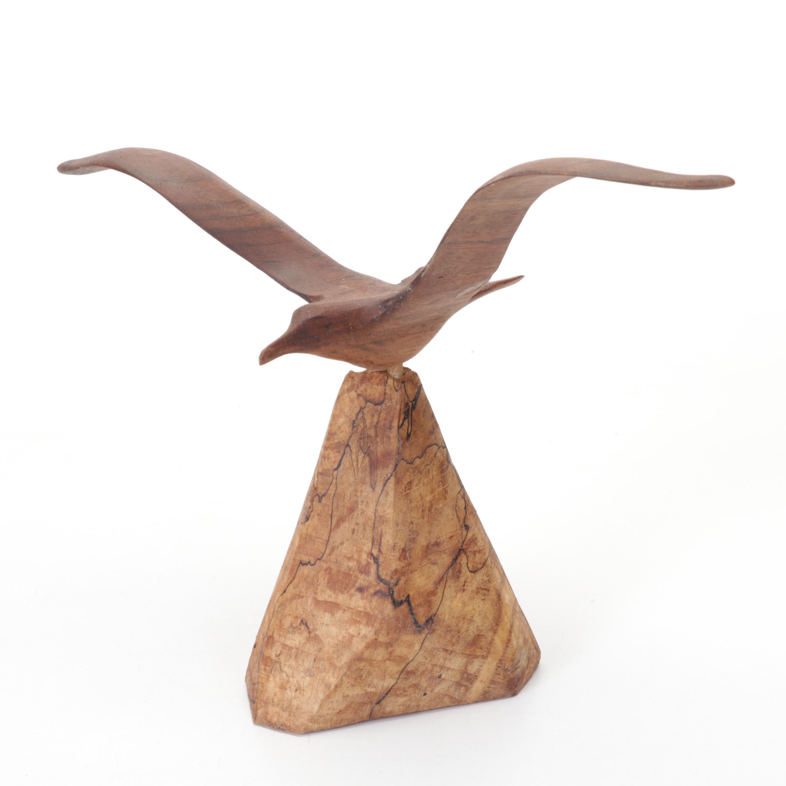 Jim Eliopulos Turned Box Elder & Willow Bowls with Walnut Bird Sculpture & Vase