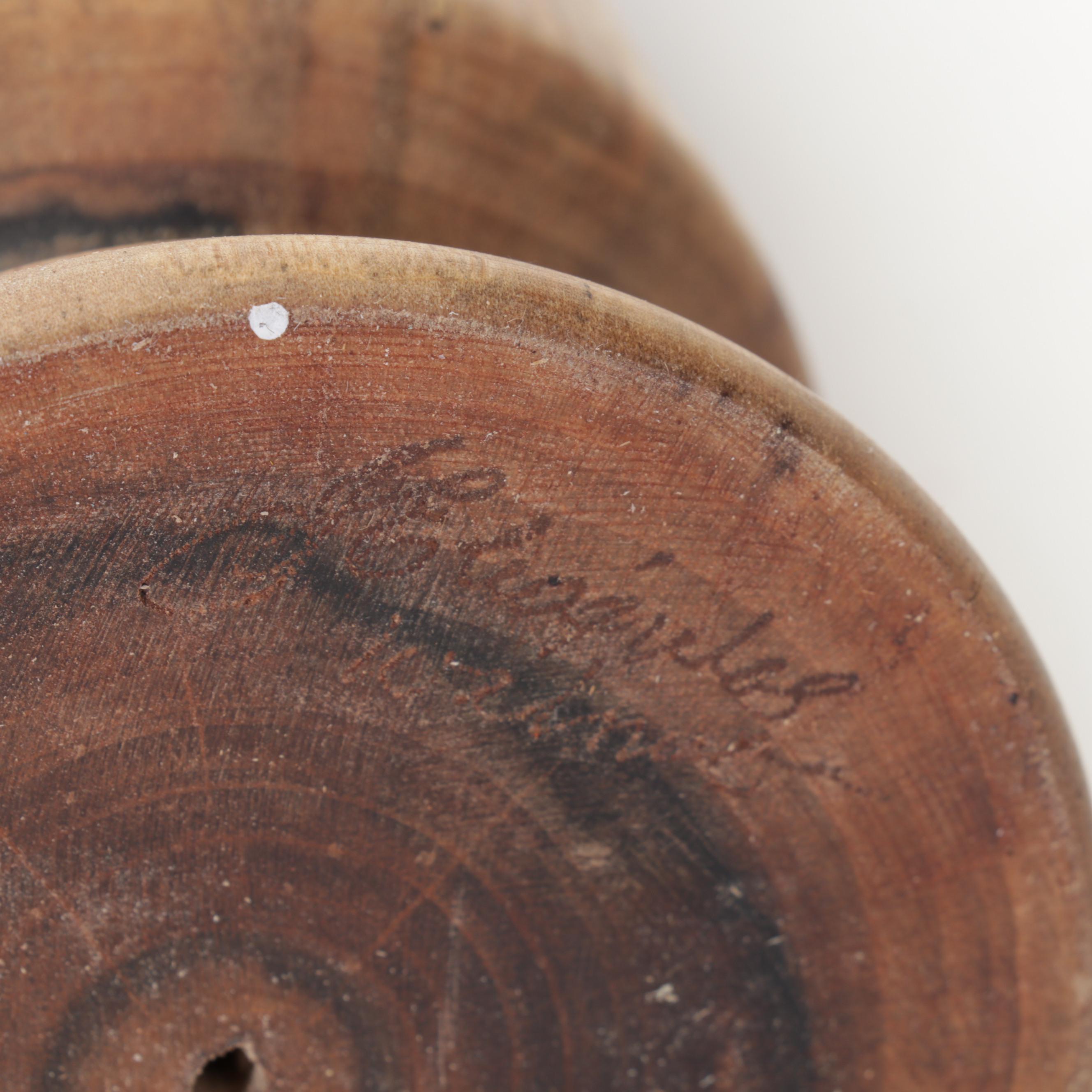 Jim Eliopulos Turned Box Elder & Willow Bowls with Walnut Bird Sculpture & Vase