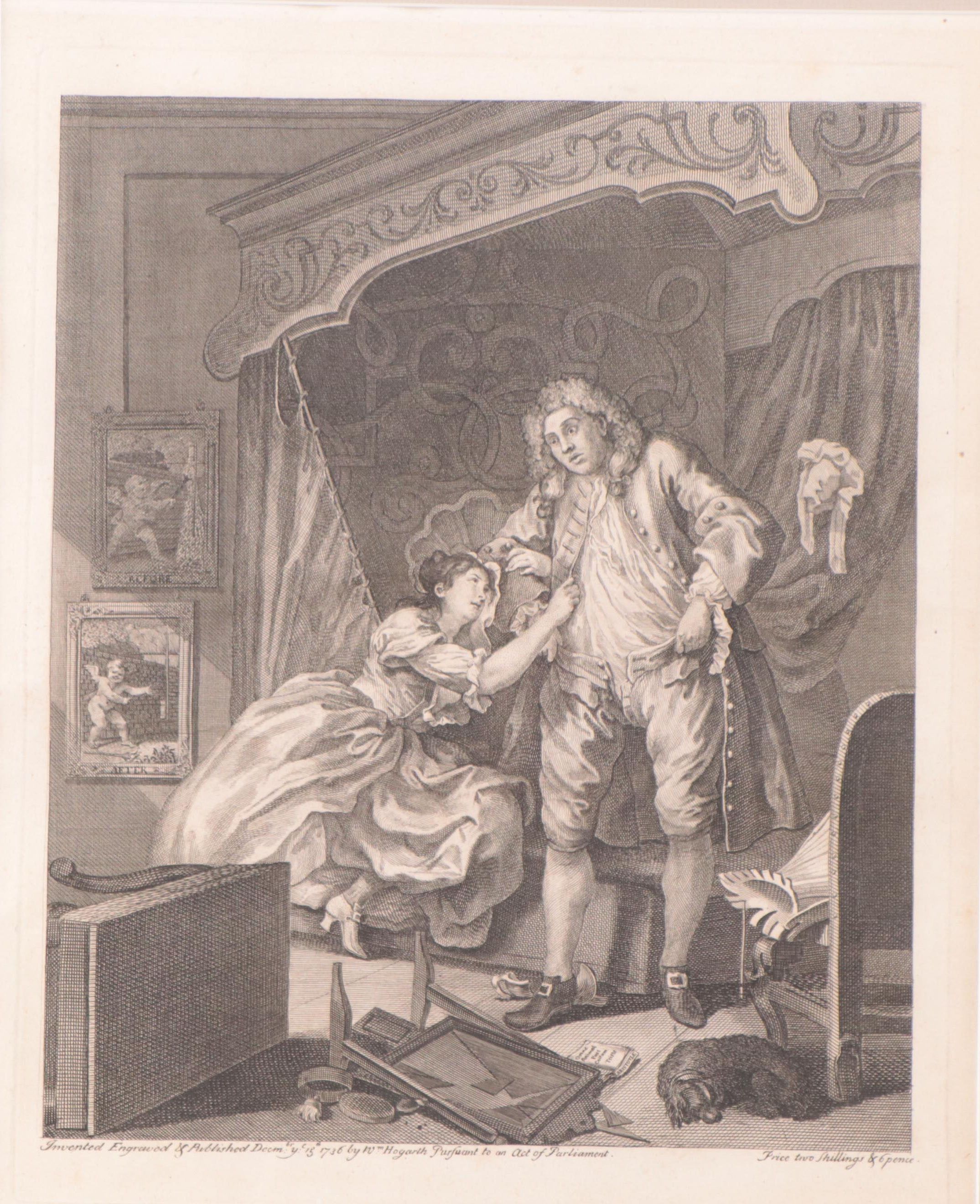 William Hogarth Engravings "Before" and "After," 1736