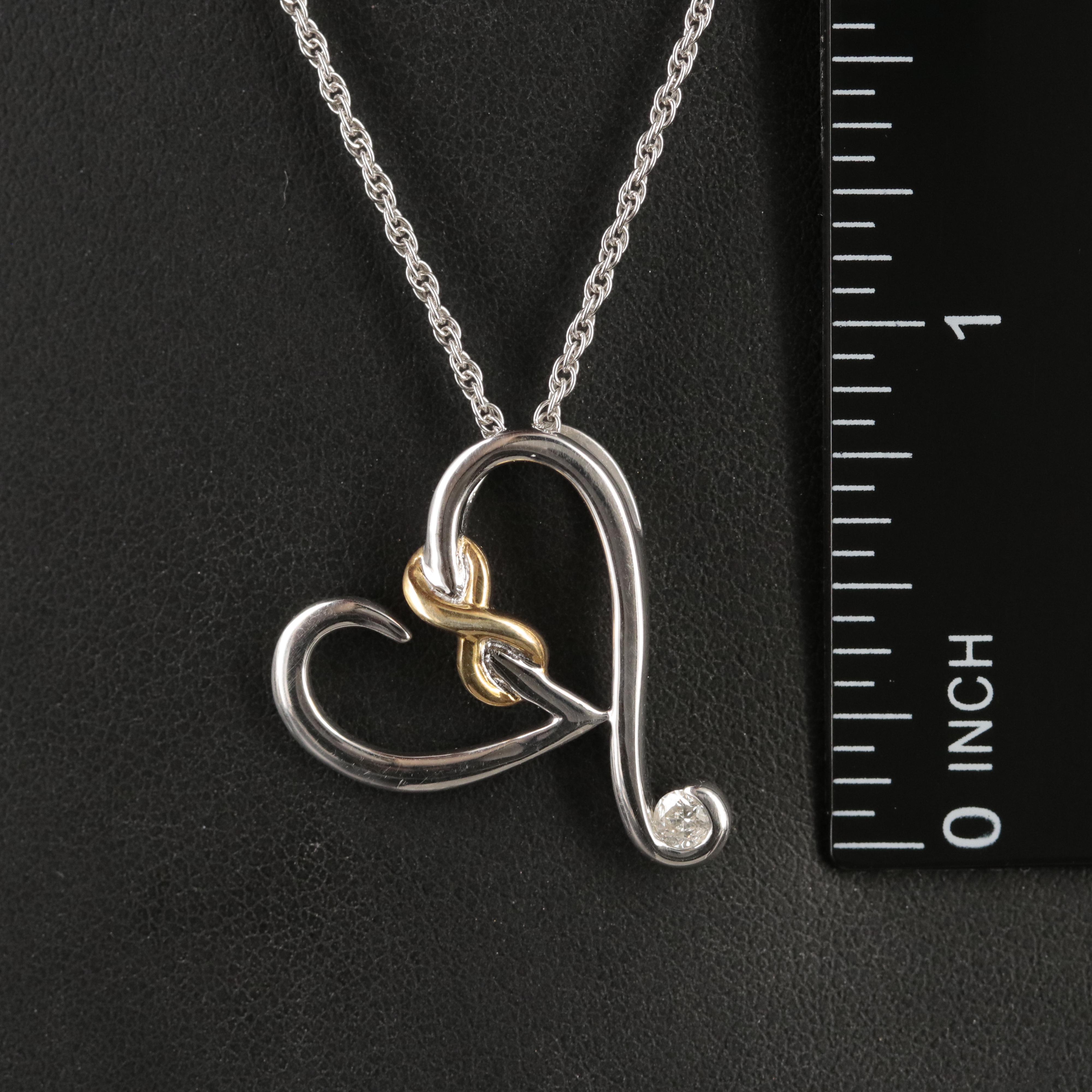 Sterling Diamond Infinity Heart Pendant Necklace