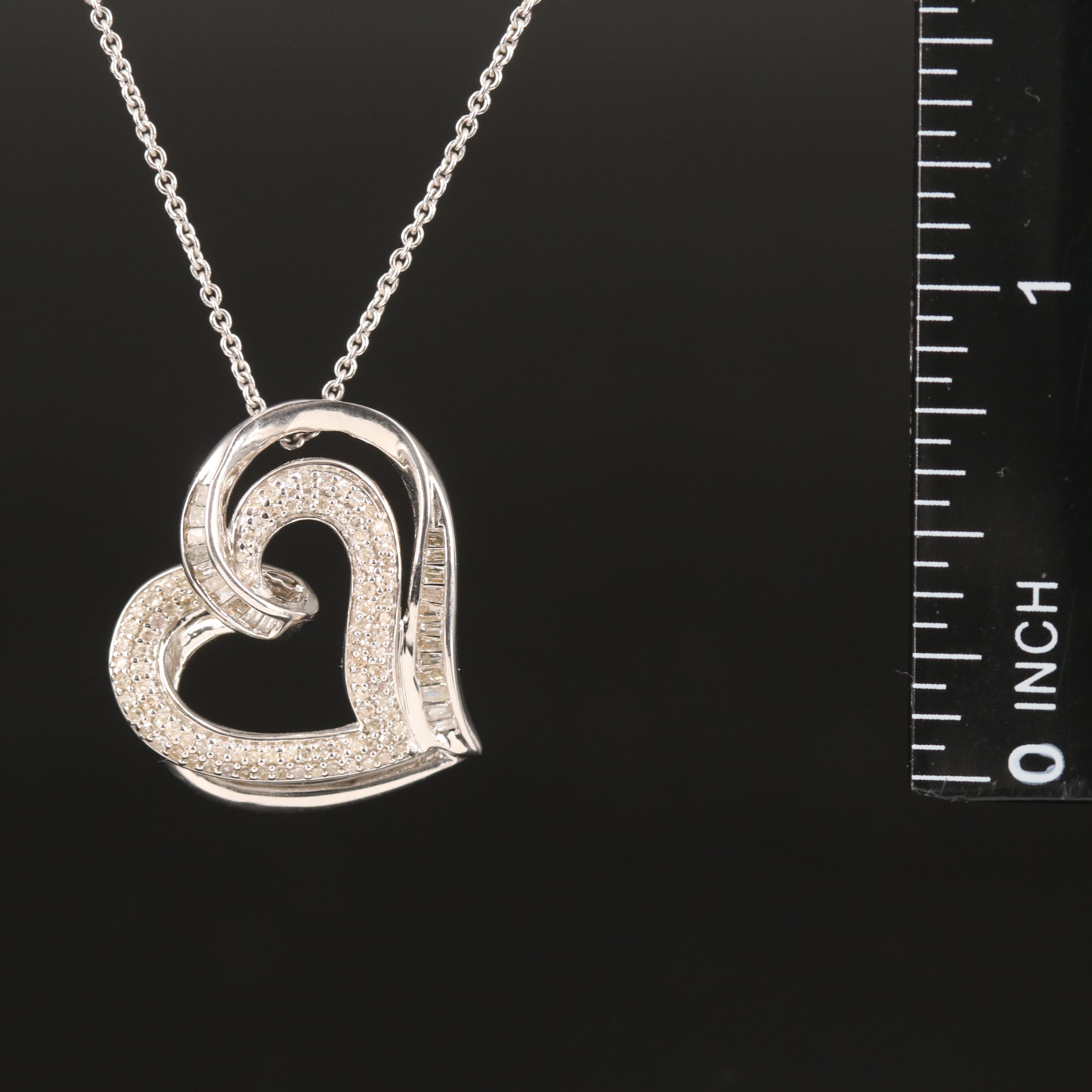 Diamond Heart Pendant Necklace in Sterling