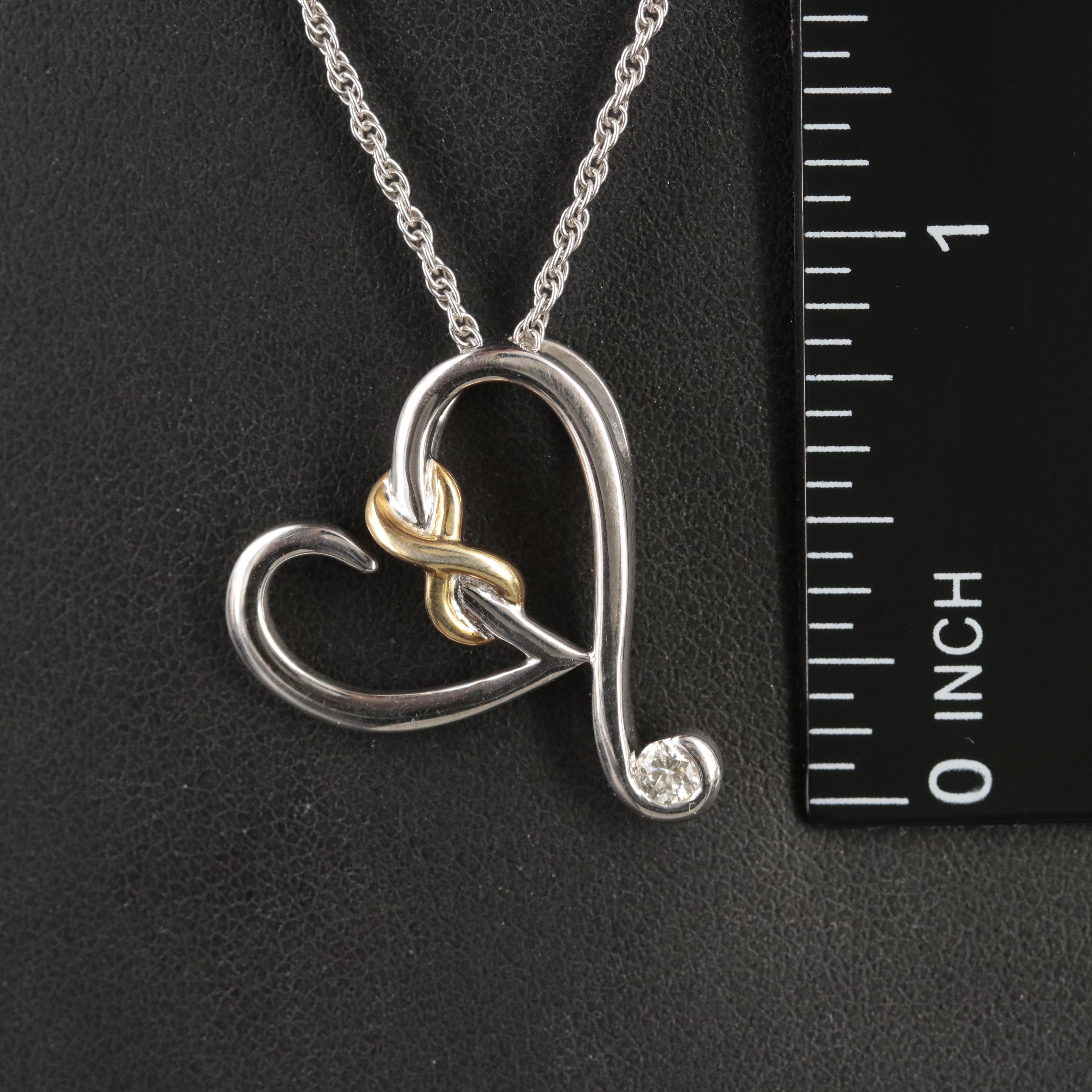 Sterling Diamond Infinity Heart Pendant Necklace