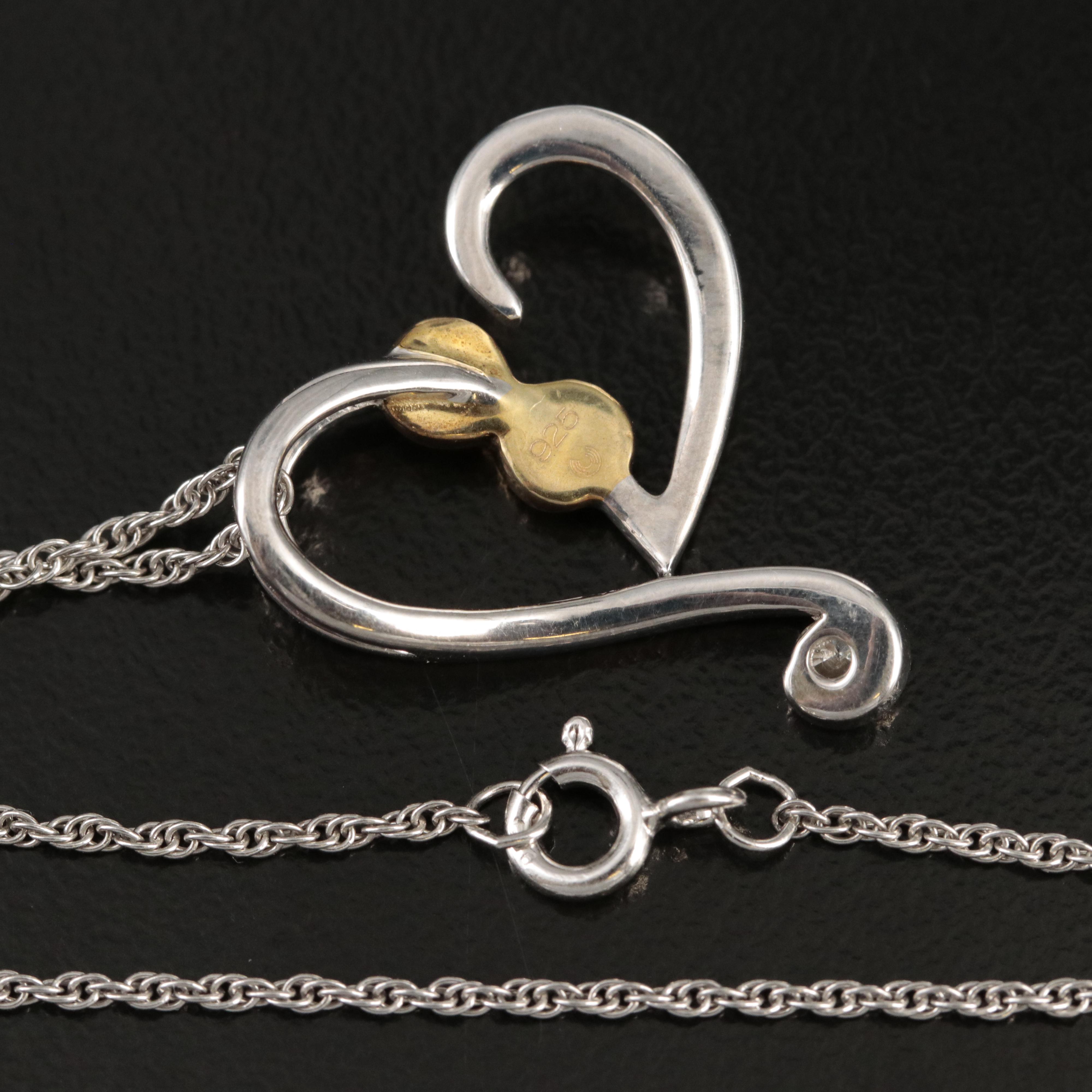 Sterling Diamond Infinity Heart Pendant Necklace