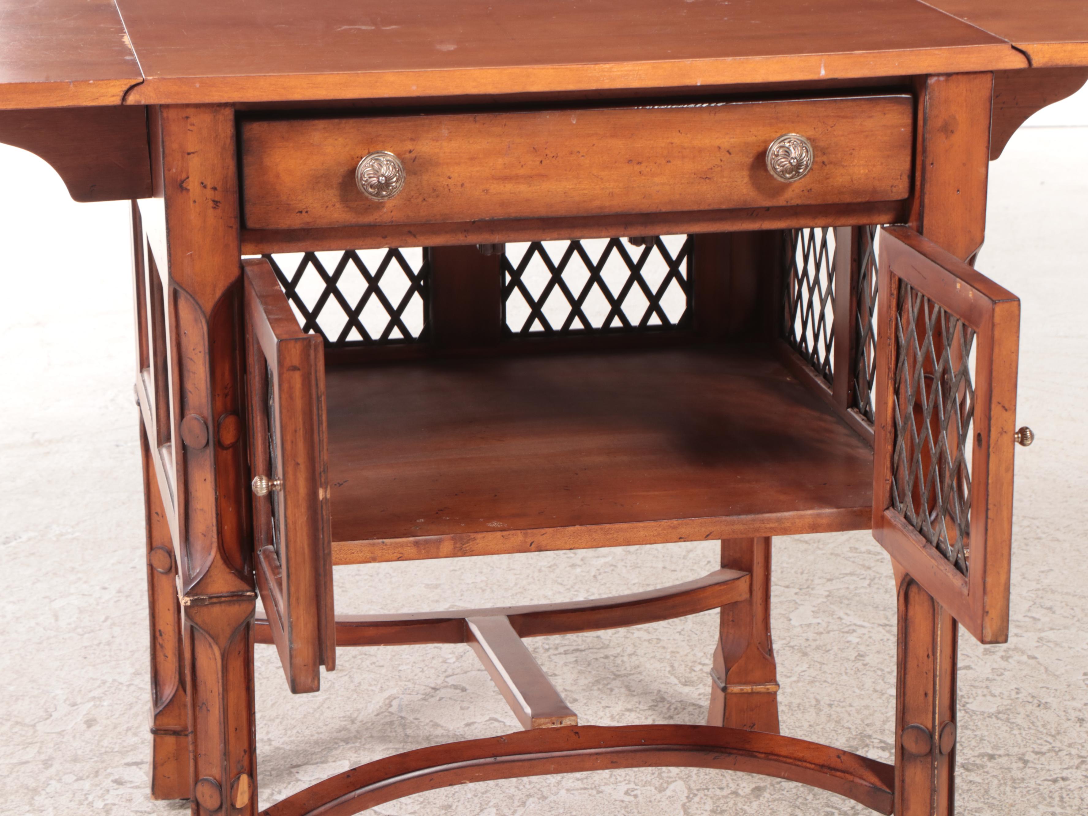Tommy Bahama French Provincial Style Drop-Leaf Side Table and Two Side Chairs