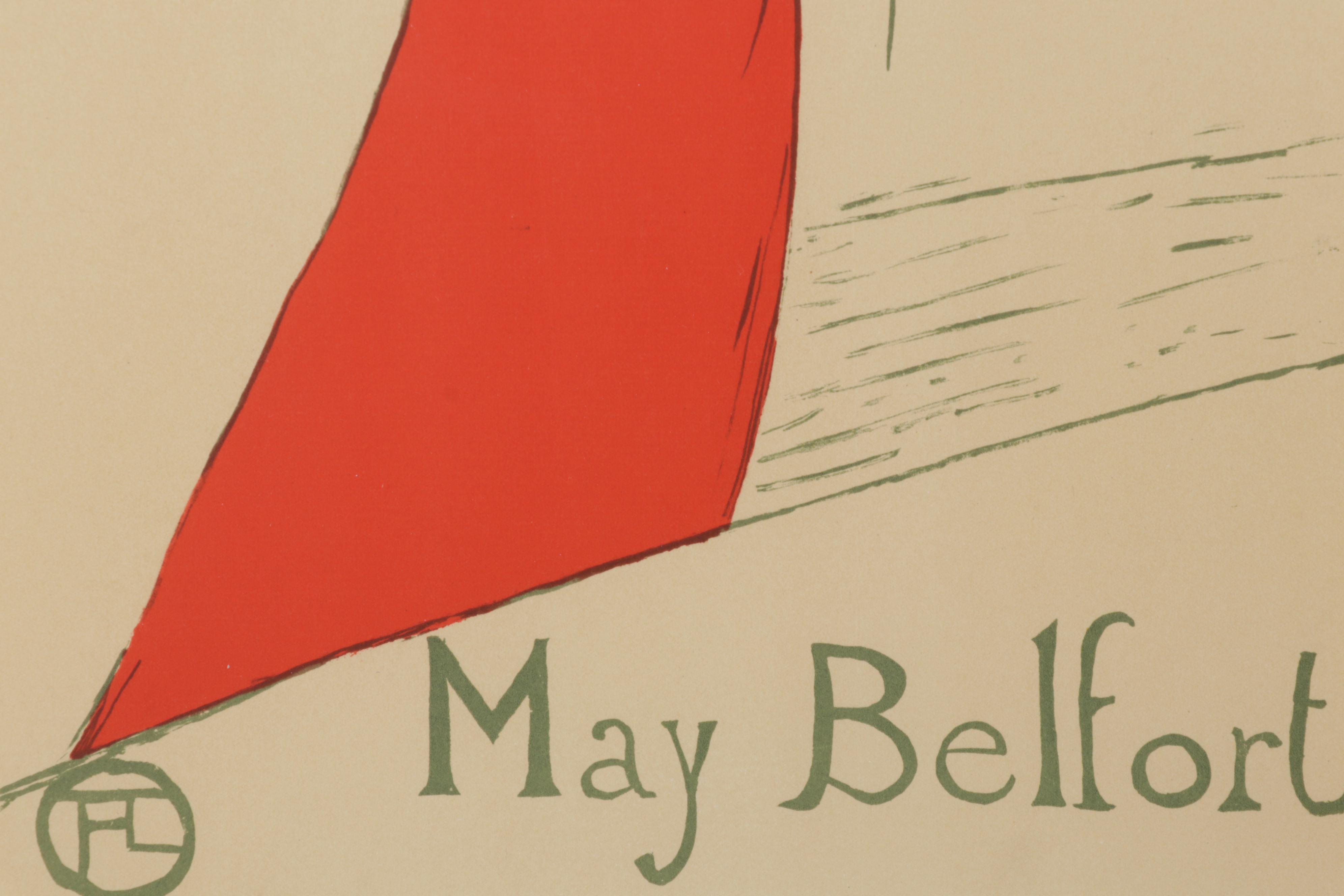 Color Lithograph After Henri de Toulouse-Lautrec "May Belfort," Circa 1946