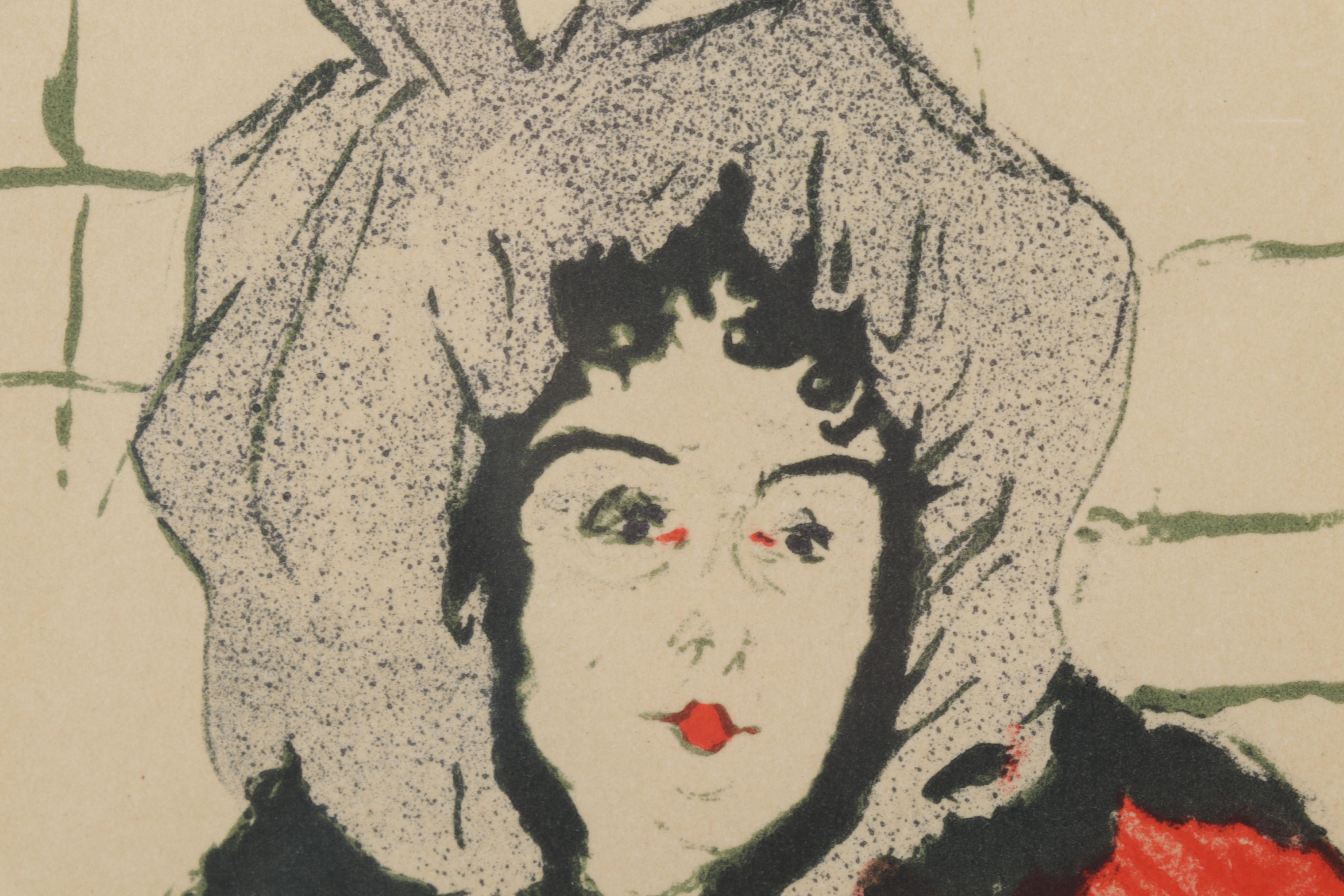 Color Lithograph After Henri de Toulouse-Lautrec "May Belfort," Circa 1946
