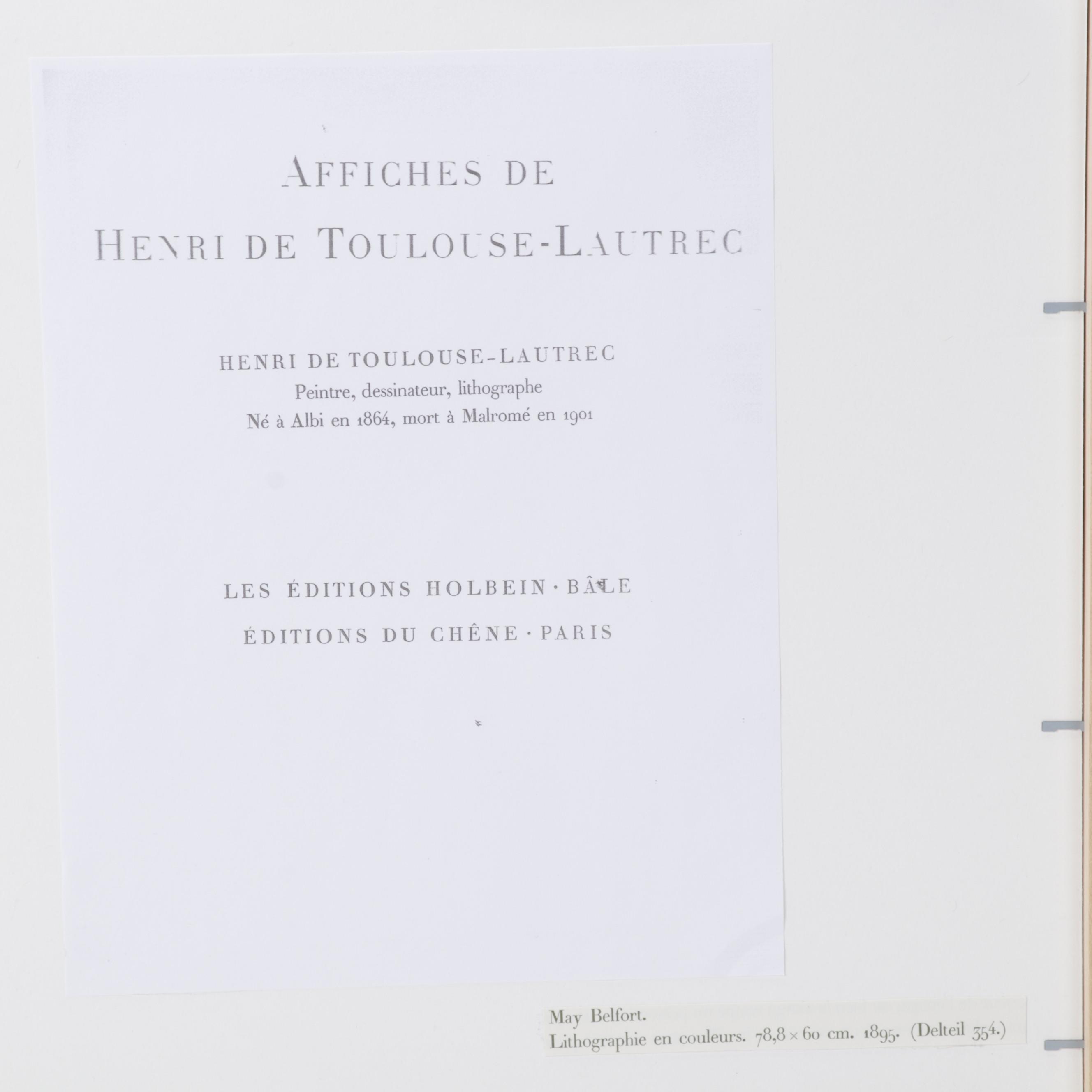 Color Lithograph After Henri de Toulouse-Lautrec "May Belfort," Circa 1946