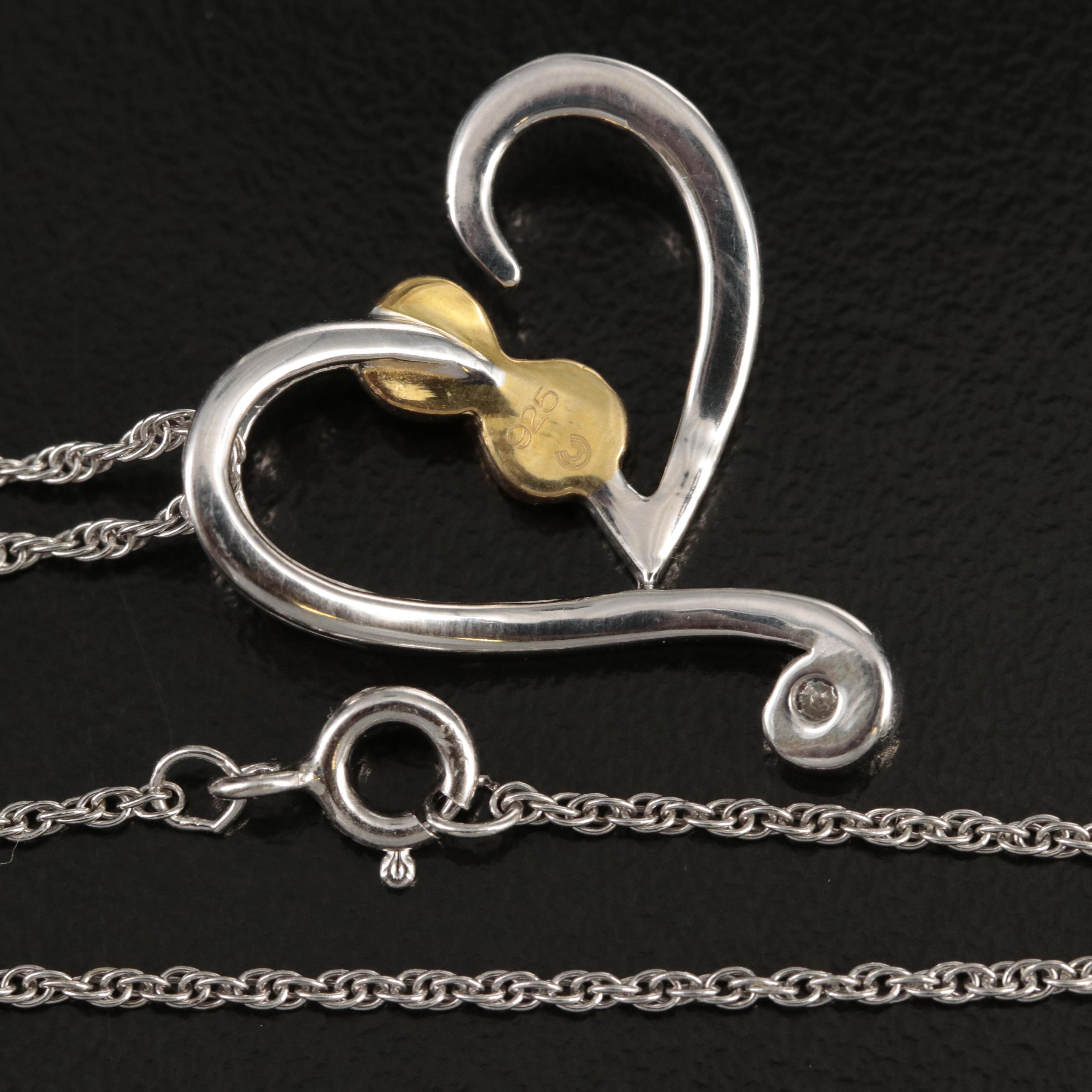 Sterling Diamond Infinity Heart Pendant Necklace