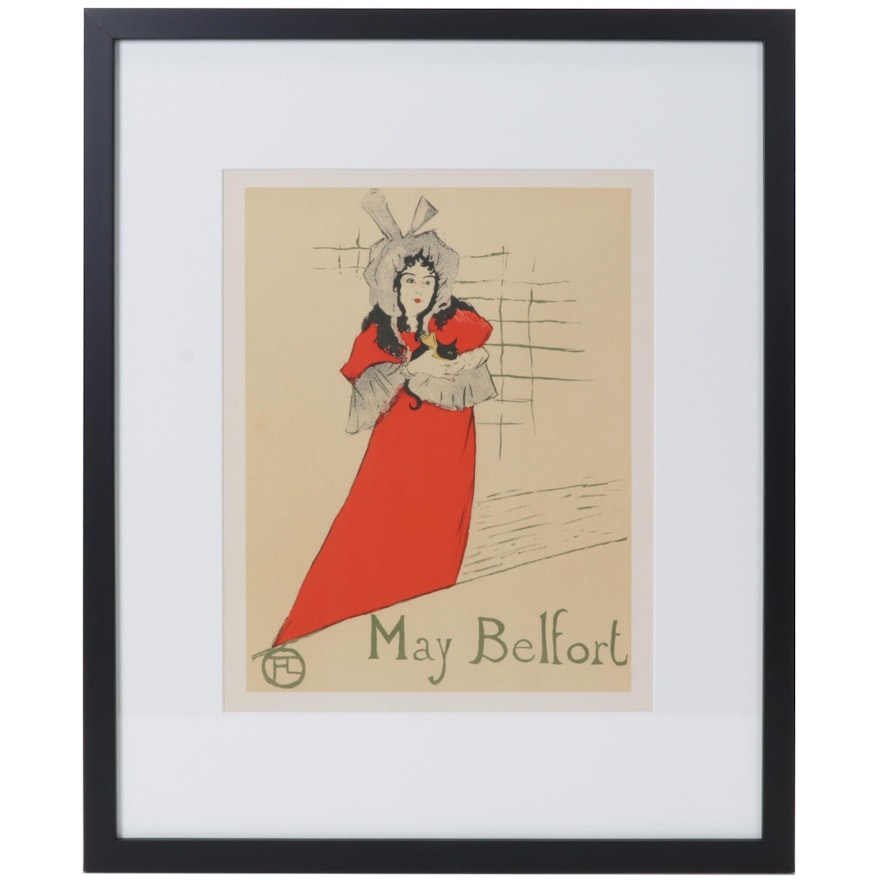 Color Lithograph After Henri de Toulouse-Lautrec "May Belfort," Circa 1946