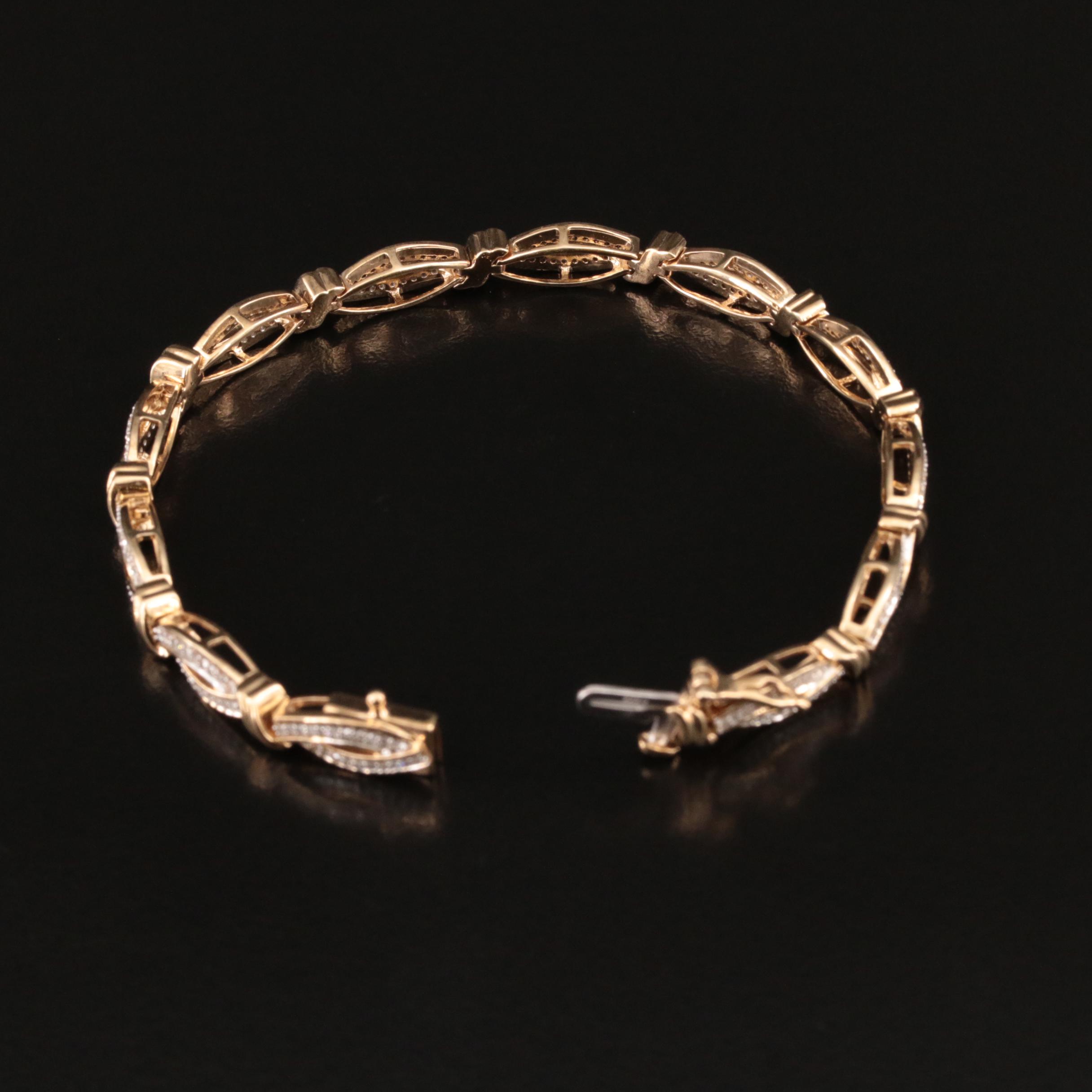 Sterling 1.02 CTW Diamond Infinity Style Bracelet