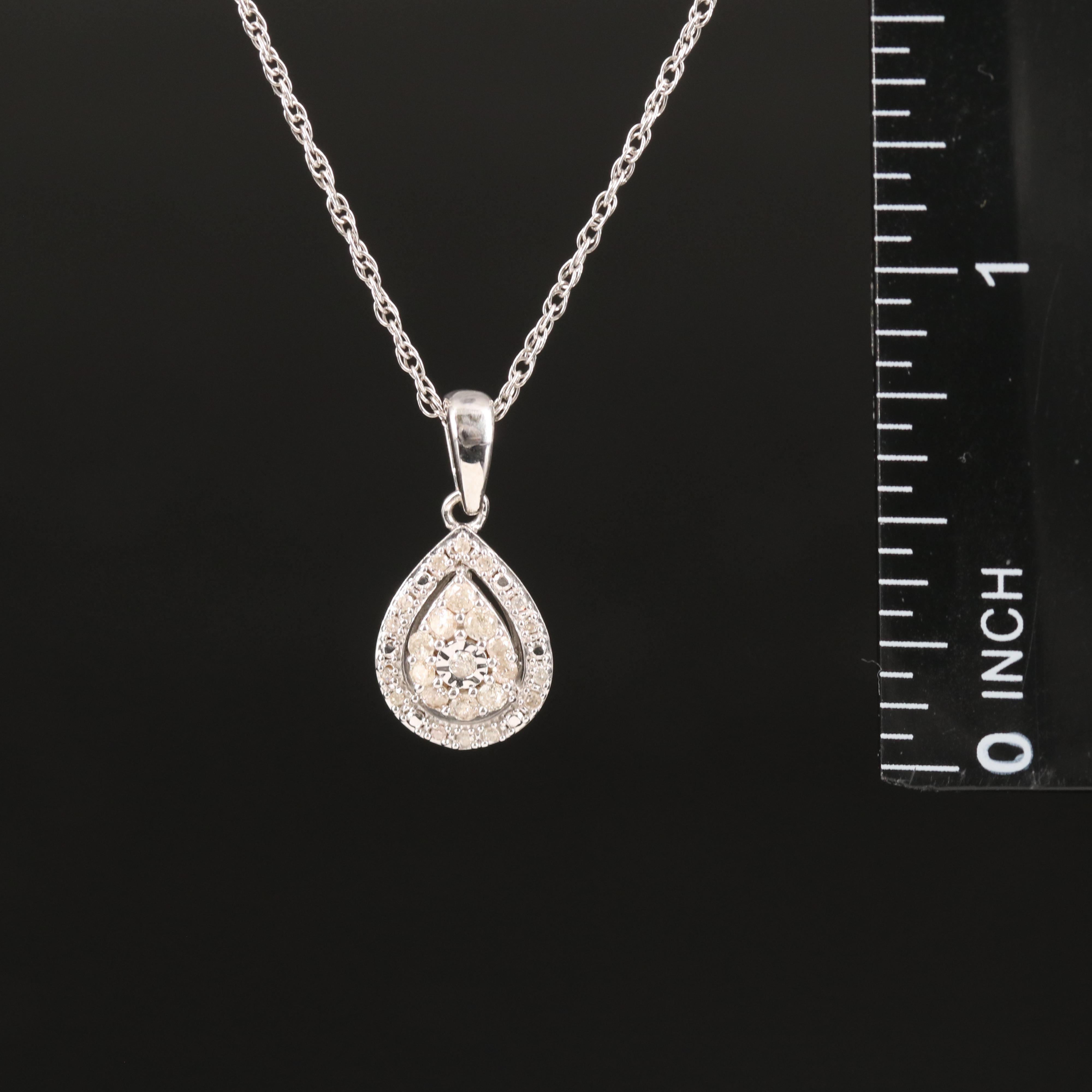Diamond Teardrop Pendant Necklace in Sterling