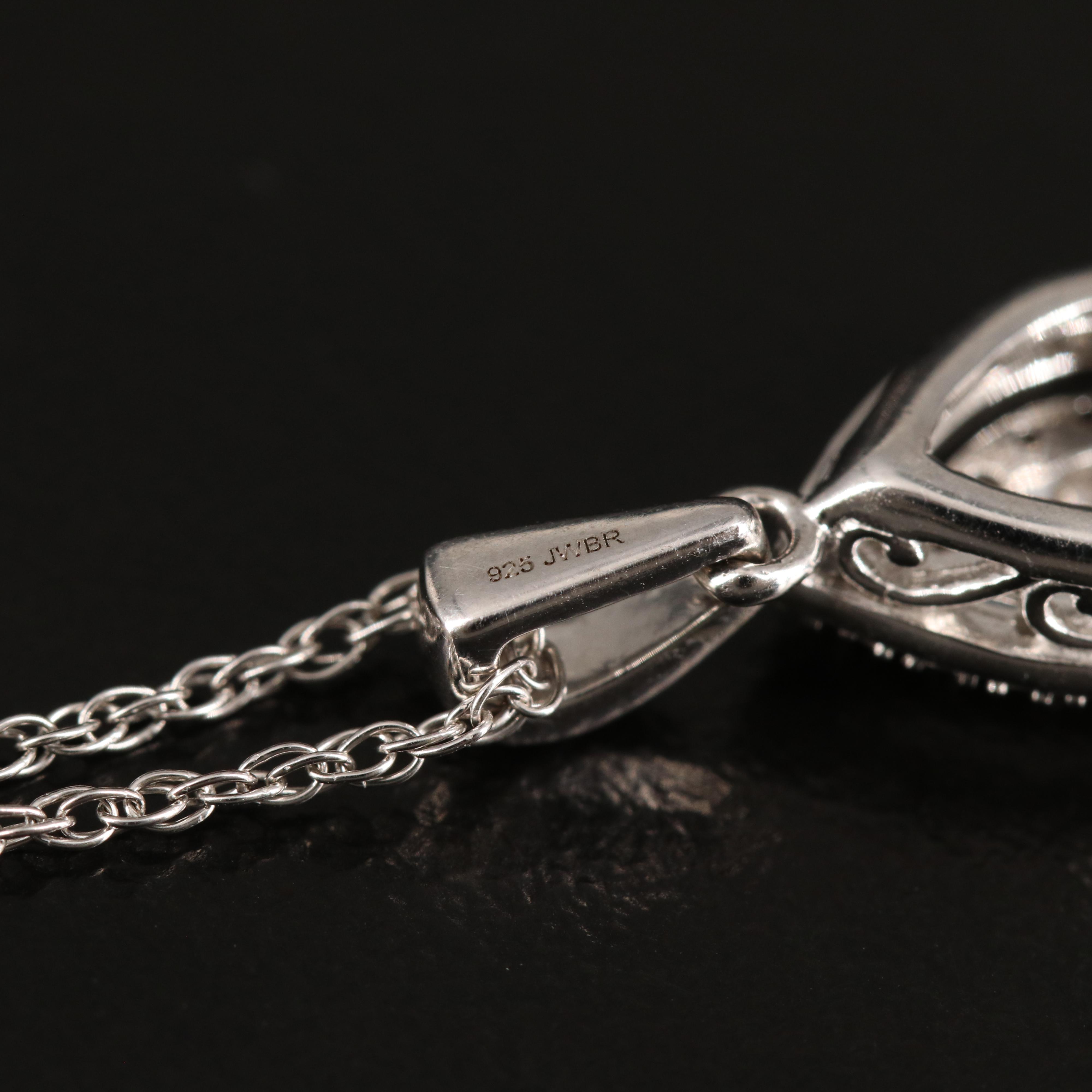 Diamond Teardrop Pendant Necklace in Sterling