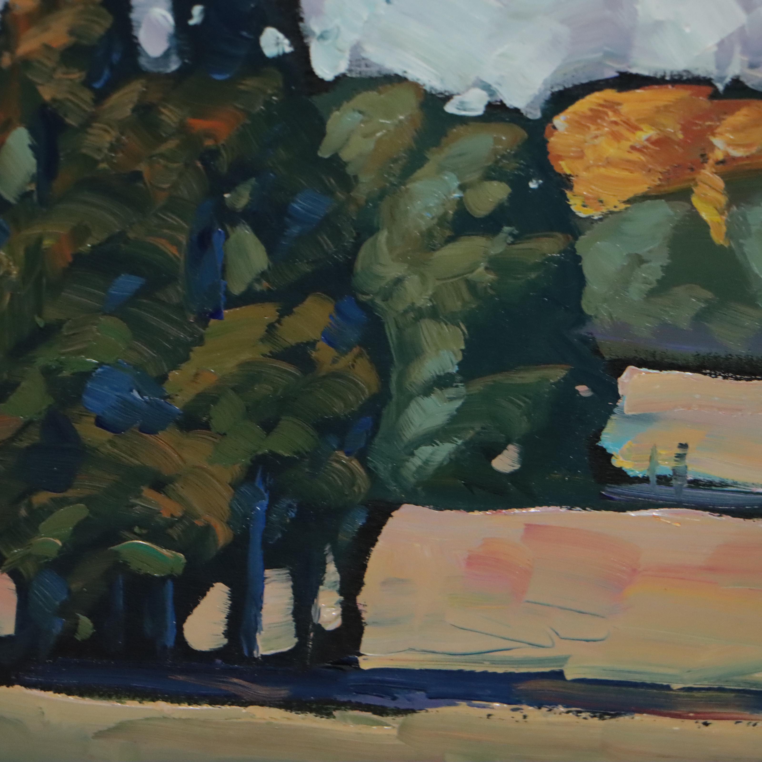 William Hawkins Landscape Oil Painting "Long Shadows," 2022