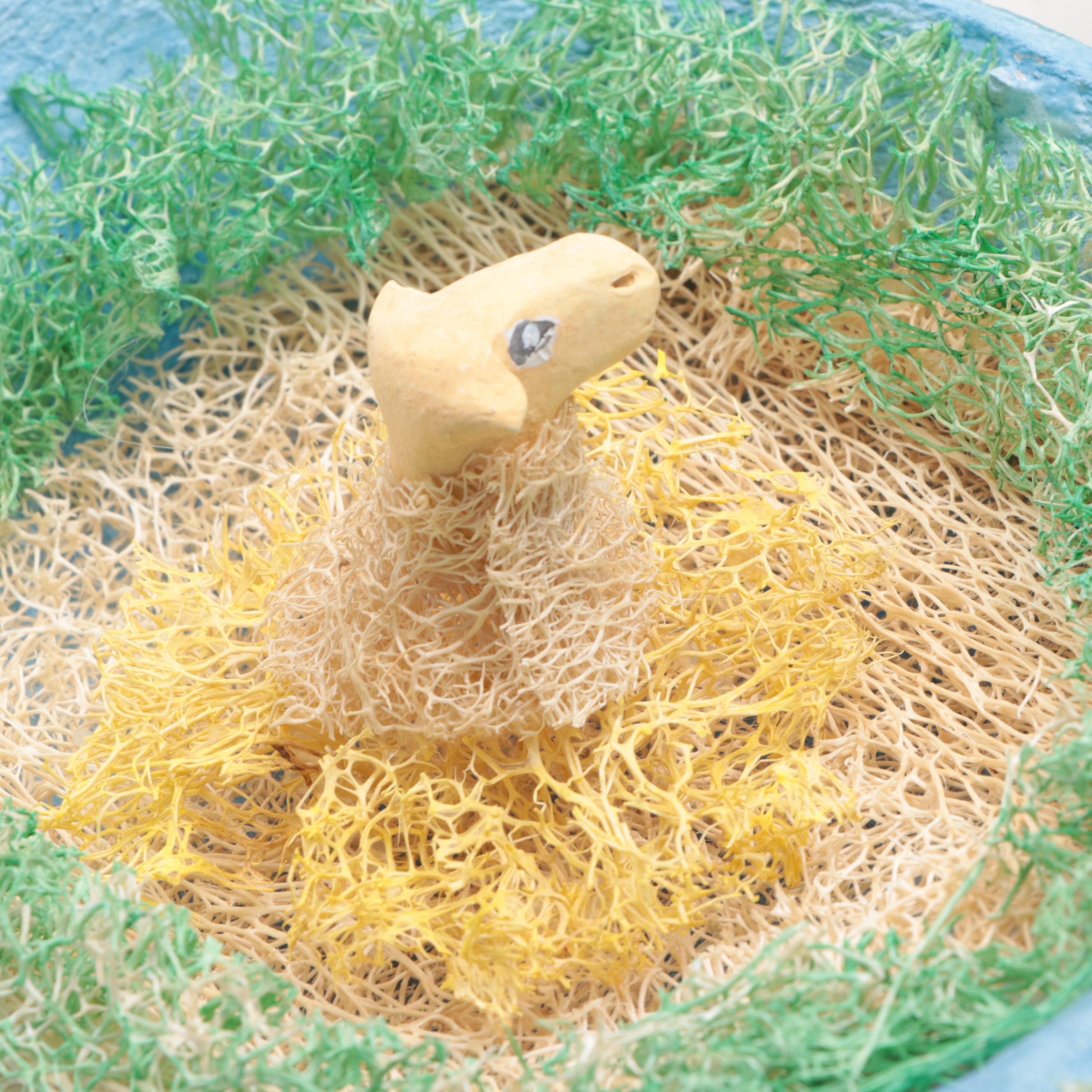 Tarralí Artist Signed Hand-Painted Gourd Nativity Scene with Wood Stand