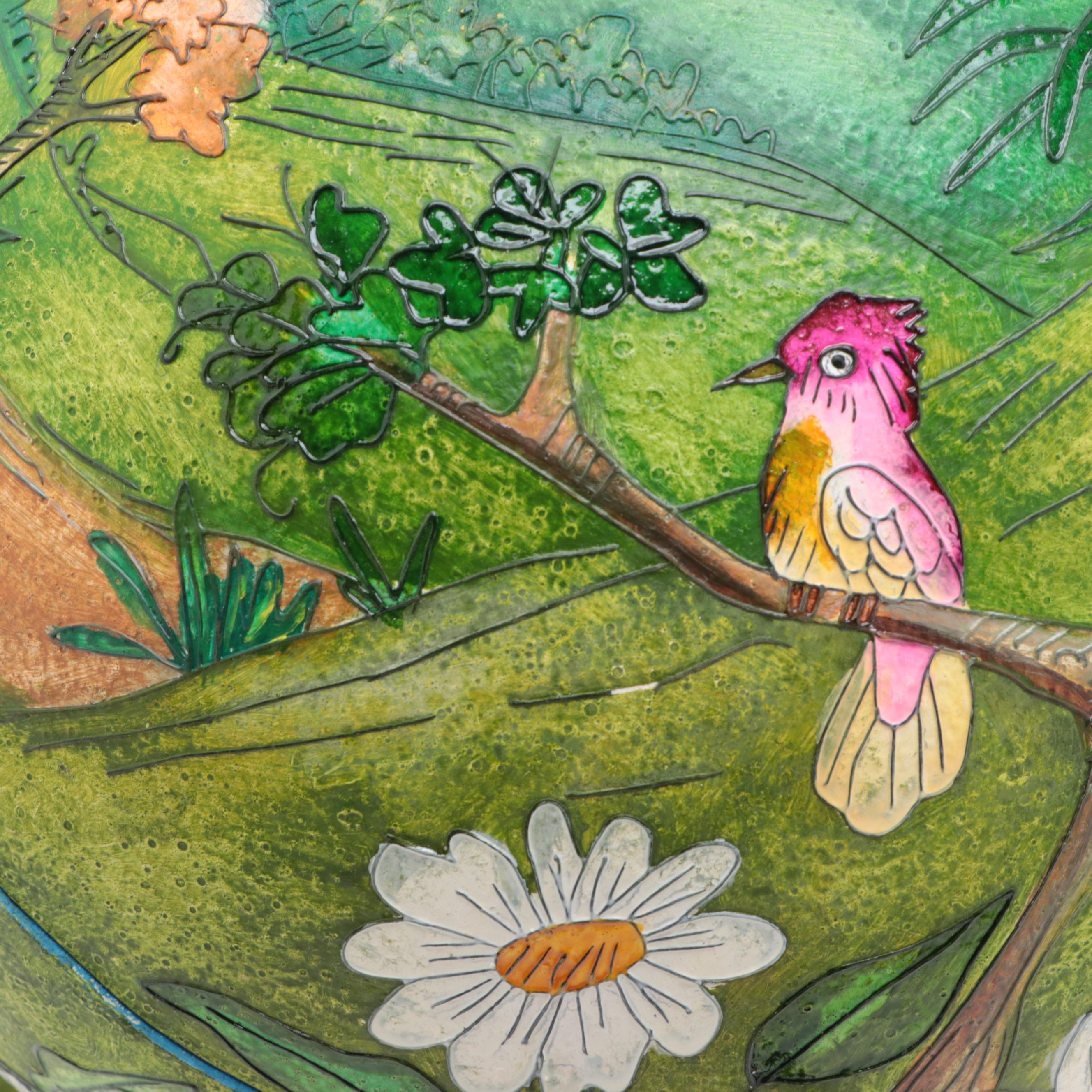 Tarralí Artist Signed Hand-Painted Gourd Nativity Scene with Wood Stand