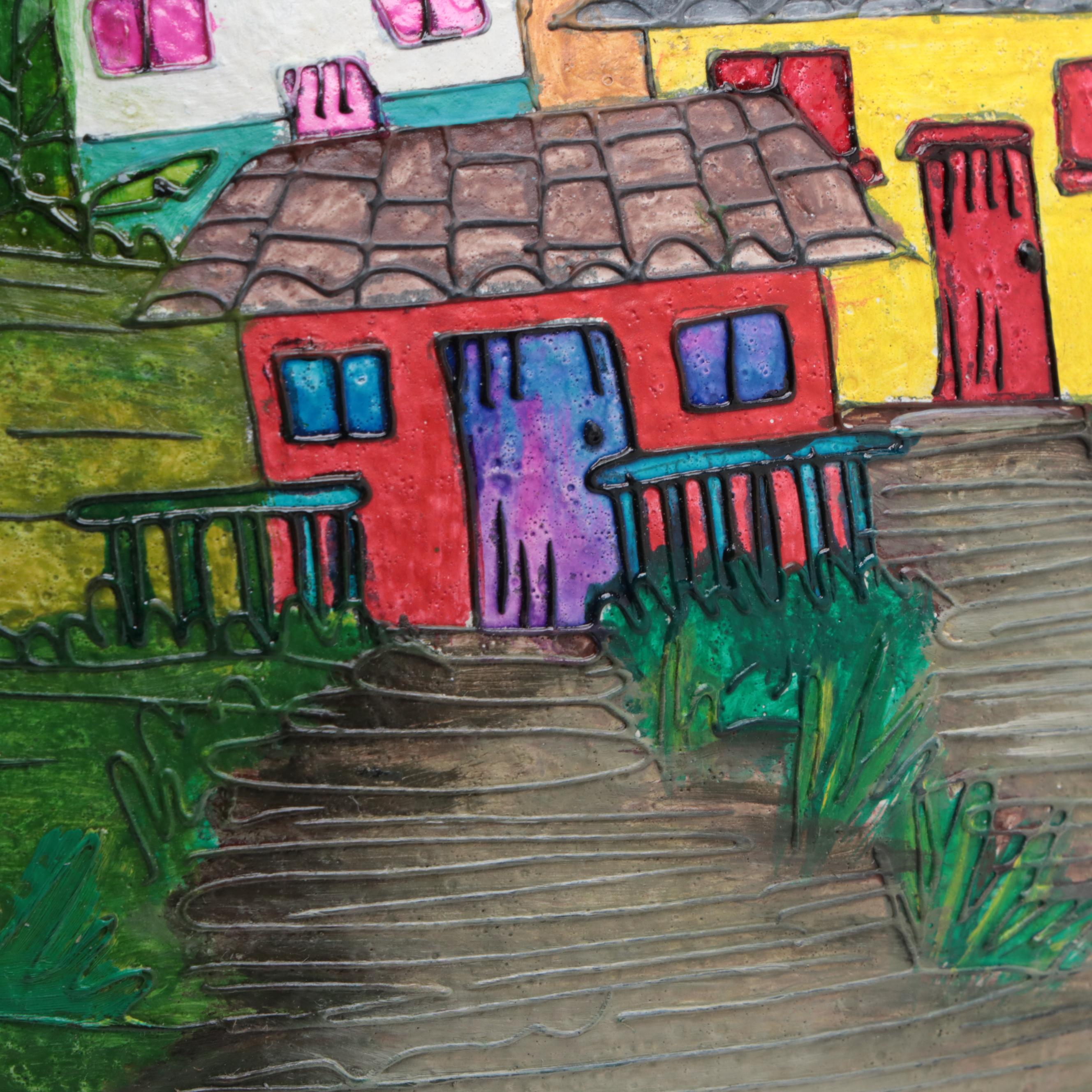 Tarralí Artist Signed Hand-Painted Gourd Nativity Scene with Wood Stand