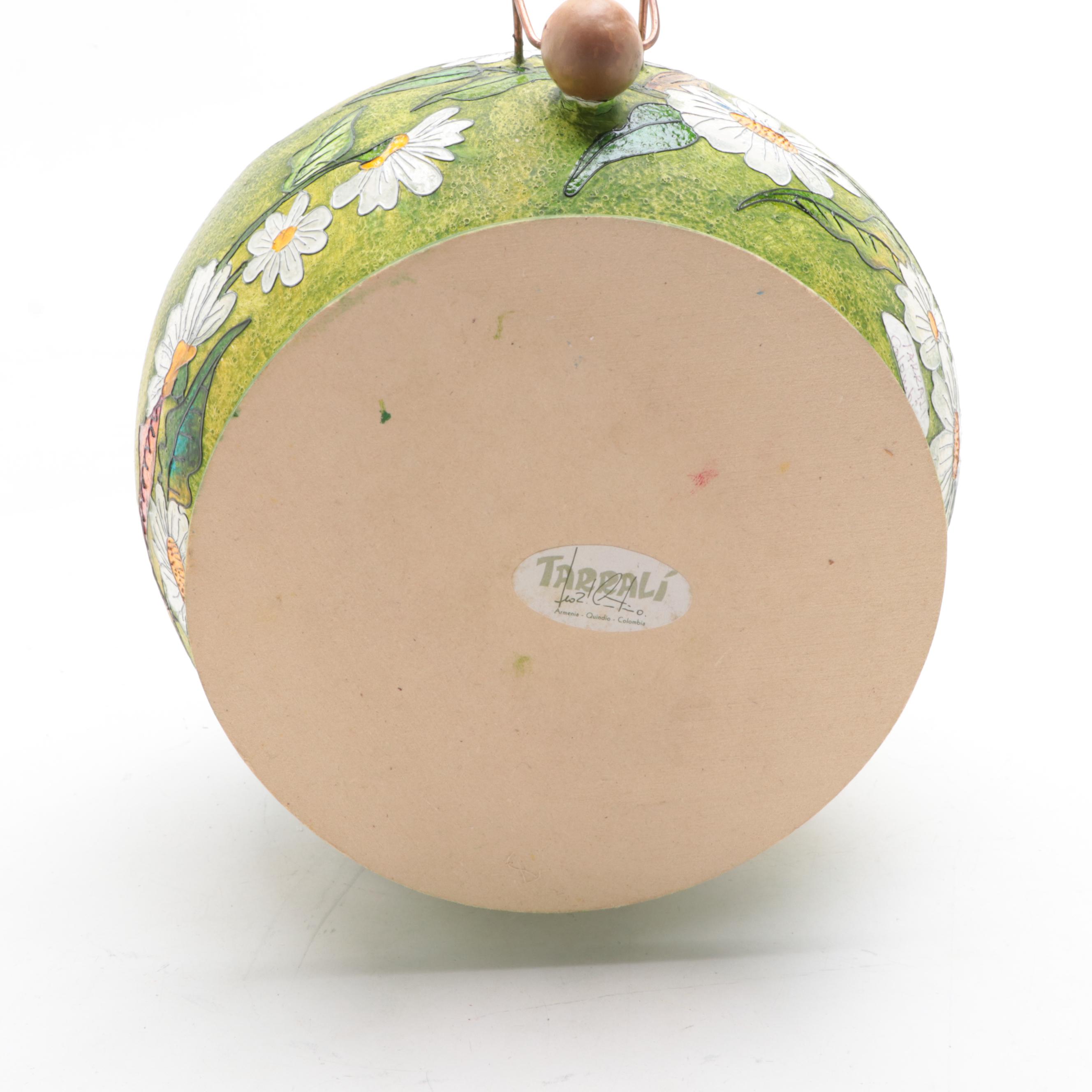 Tarralí Artist Signed Hand-Painted Gourd Nativity Scene with Wood Stand