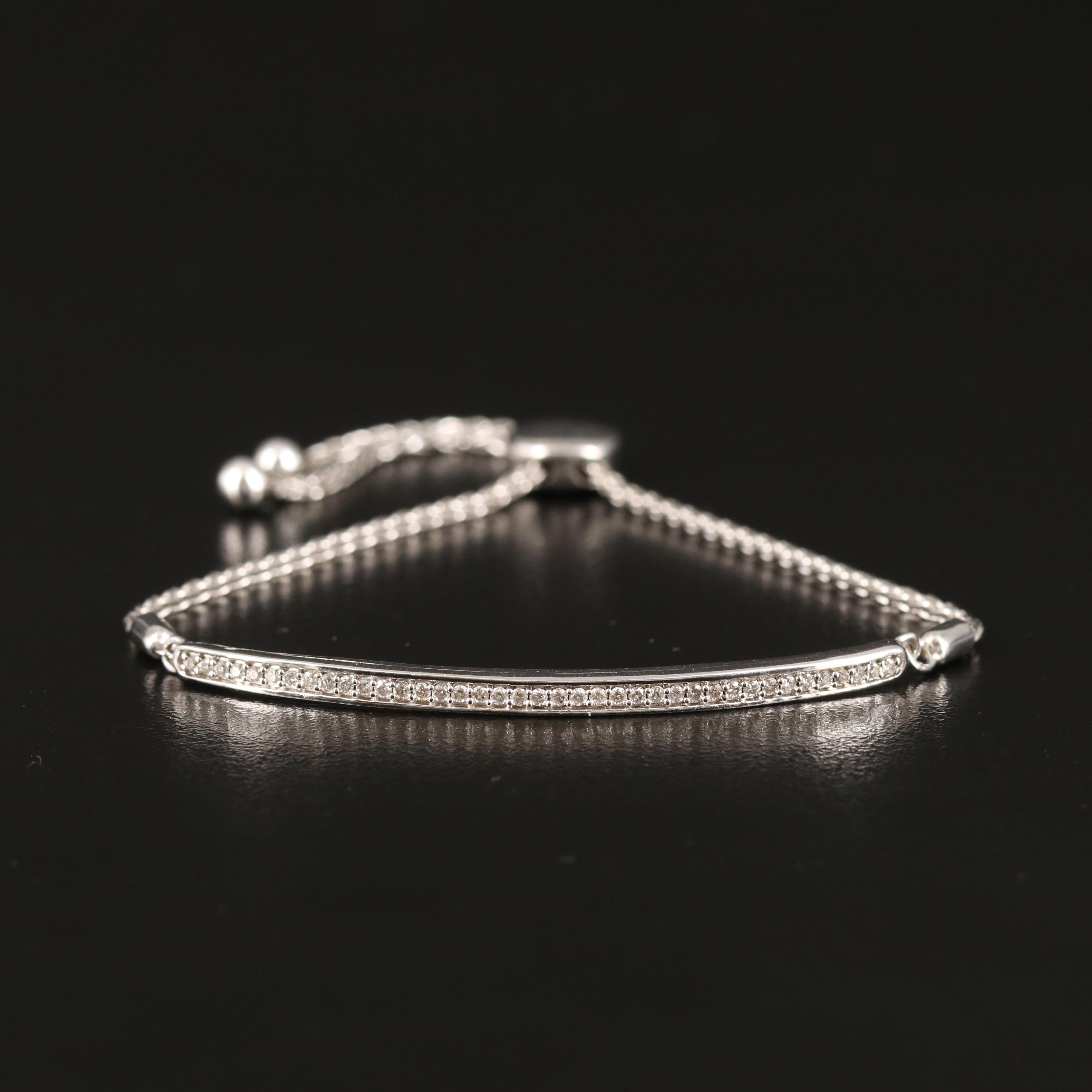 Diamond Bolo Bracelet in Sterling