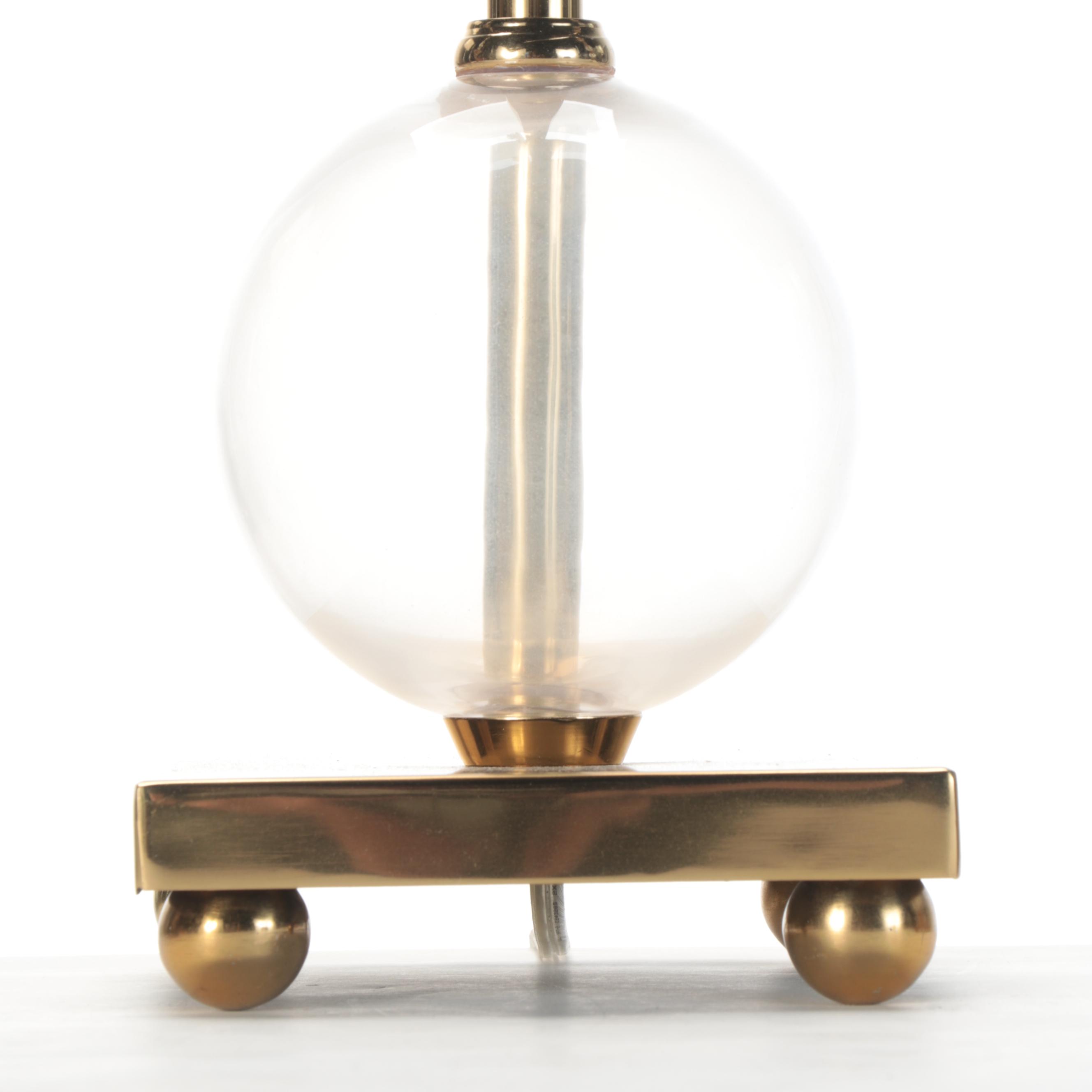 Three Metal, Brass, Plaster and Glass Table Lamps, Contemporary