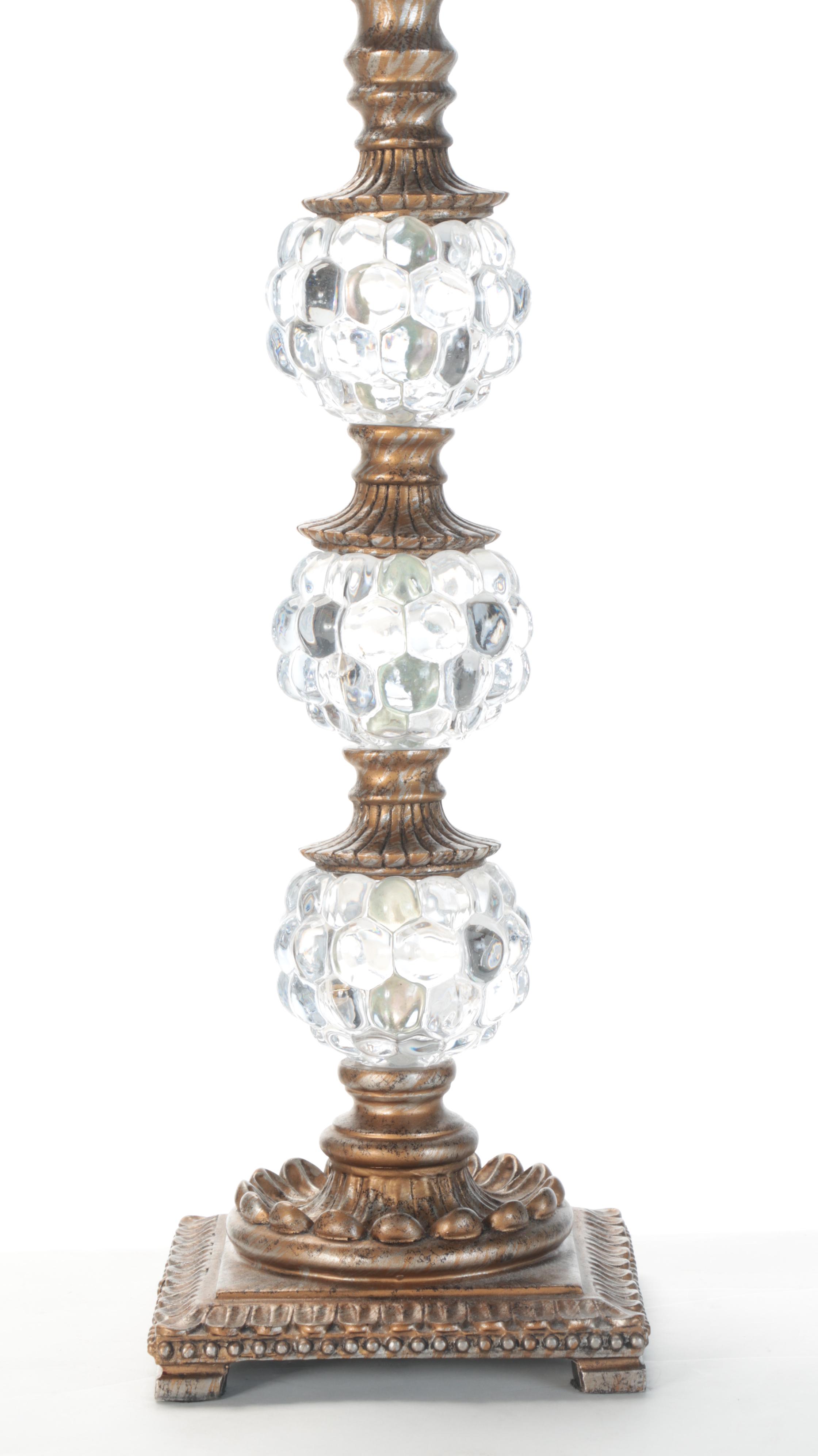 Three Metal, Brass, Plaster and Glass Table Lamps, Contemporary