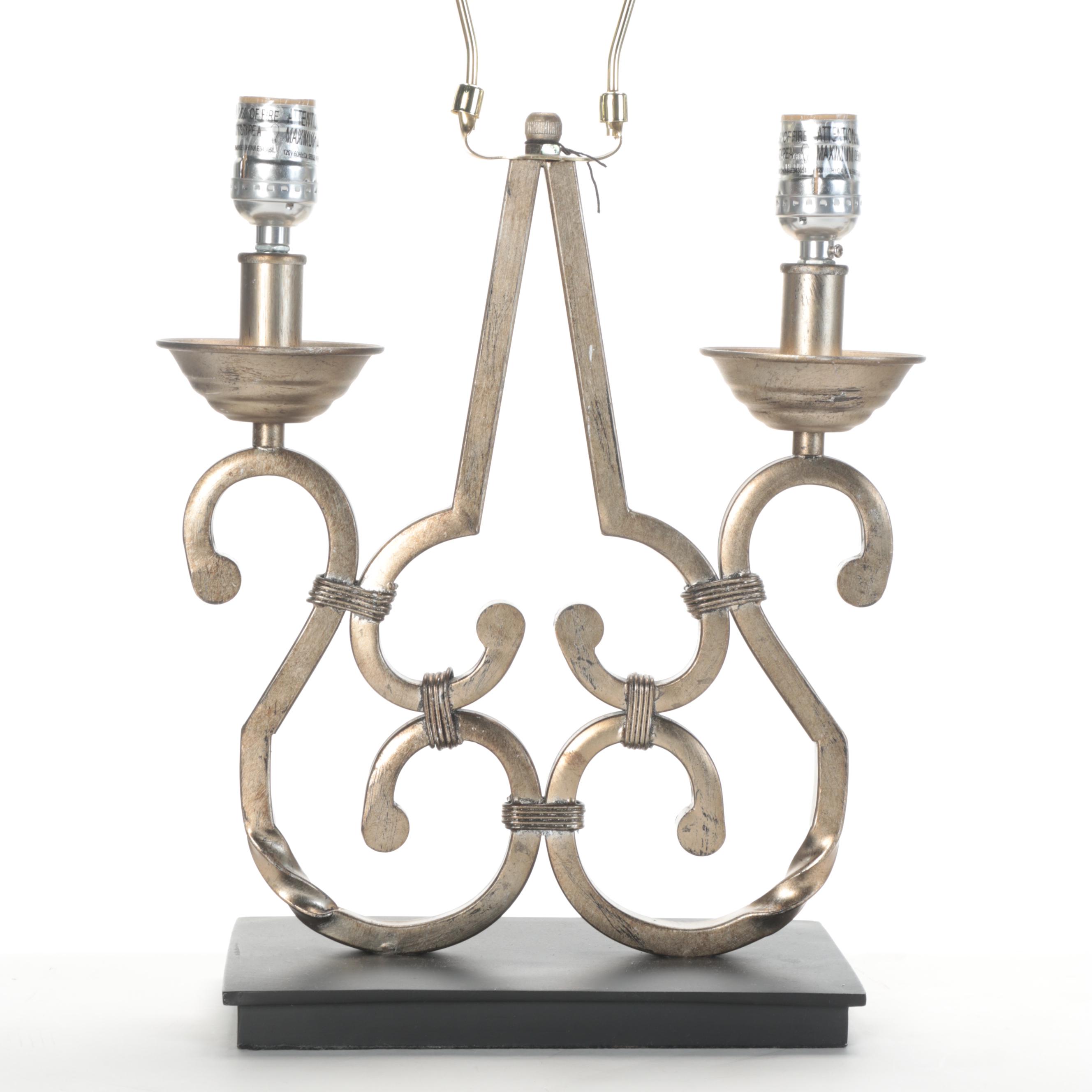 Three Metal, Brass, Plaster and Glass Table Lamps, Contemporary