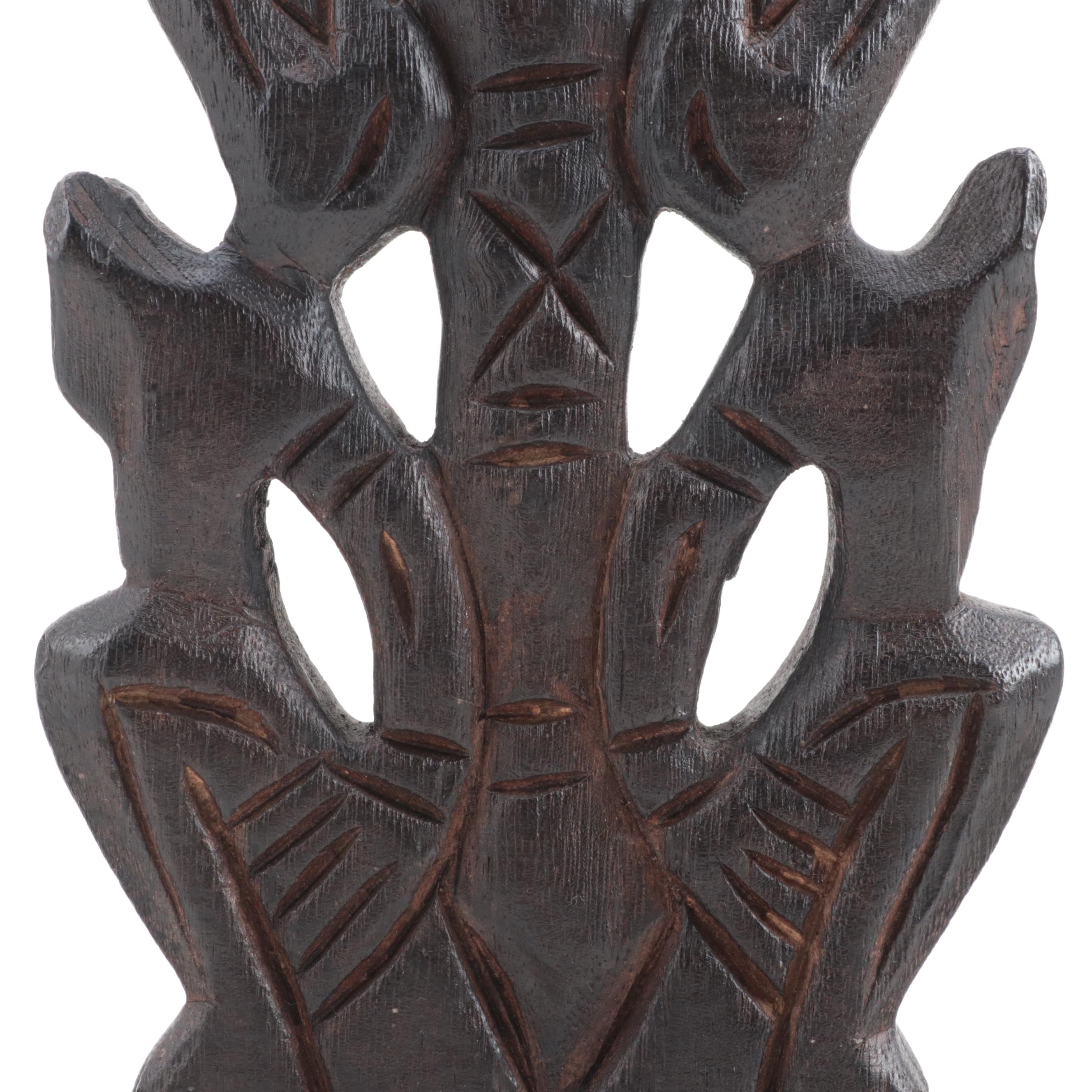 Three African Hand-Carved Candle Holders
