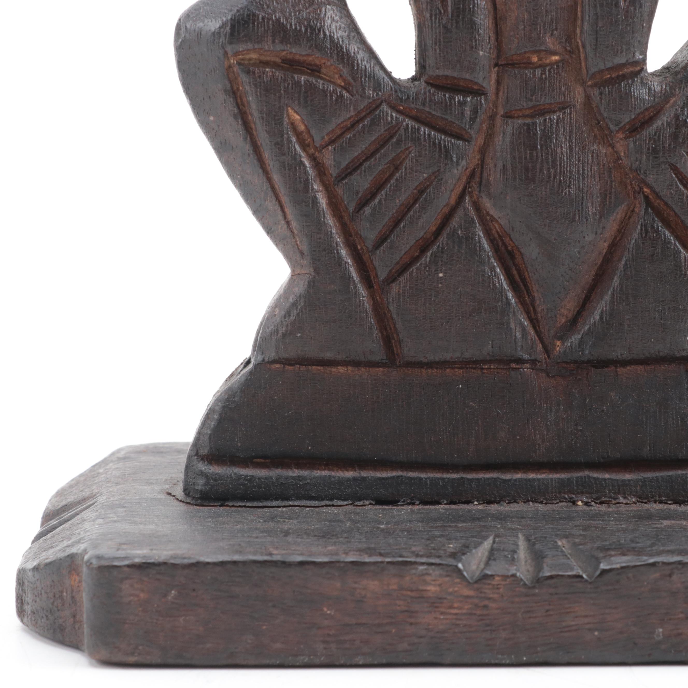 Three African Hand-Carved Candle Holders