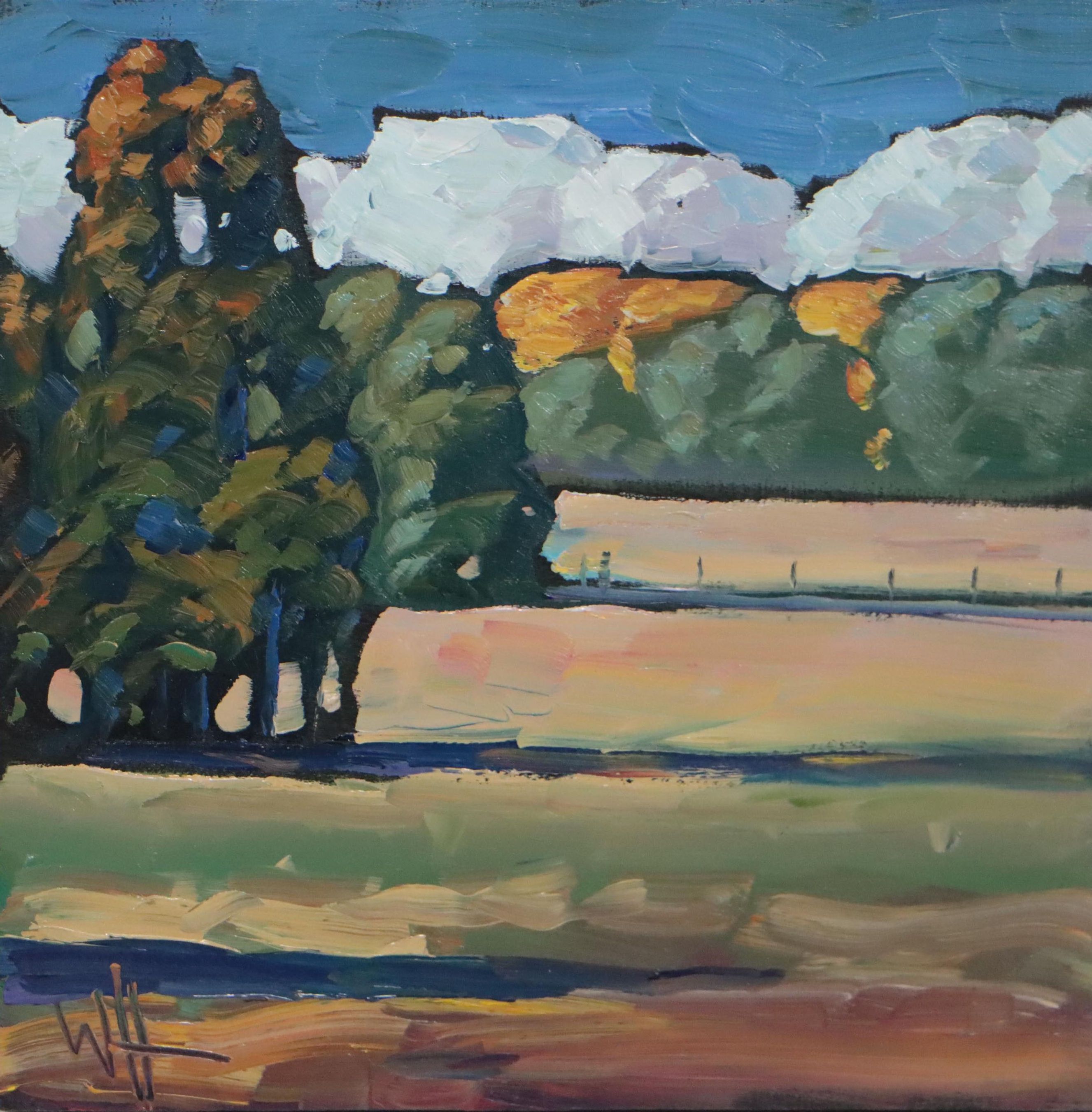 William Hawkins Landscape Oil Painting "Long Shadows," 2022