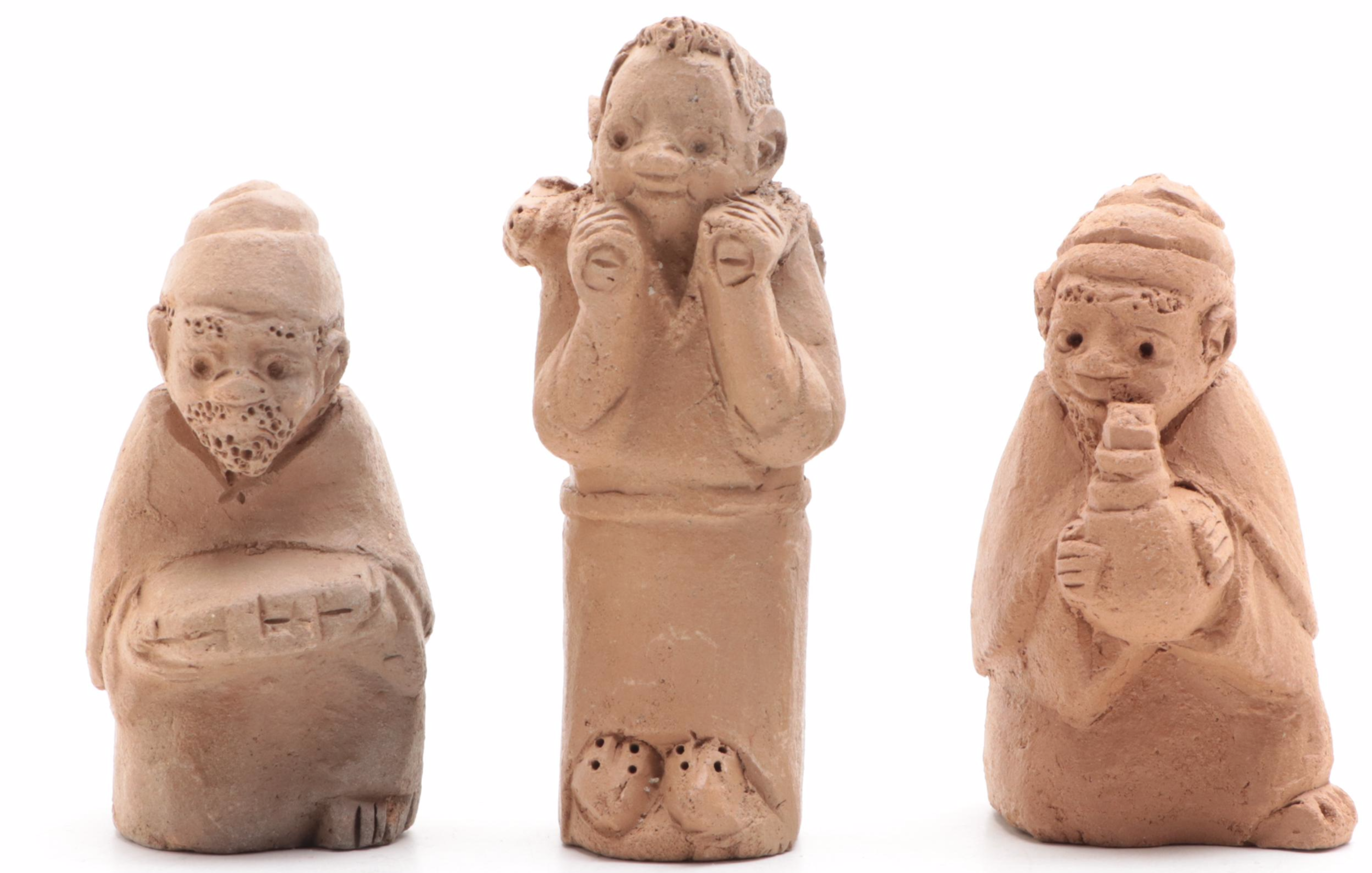 George Shija Signed Hand Built Clay Nativity Figurines