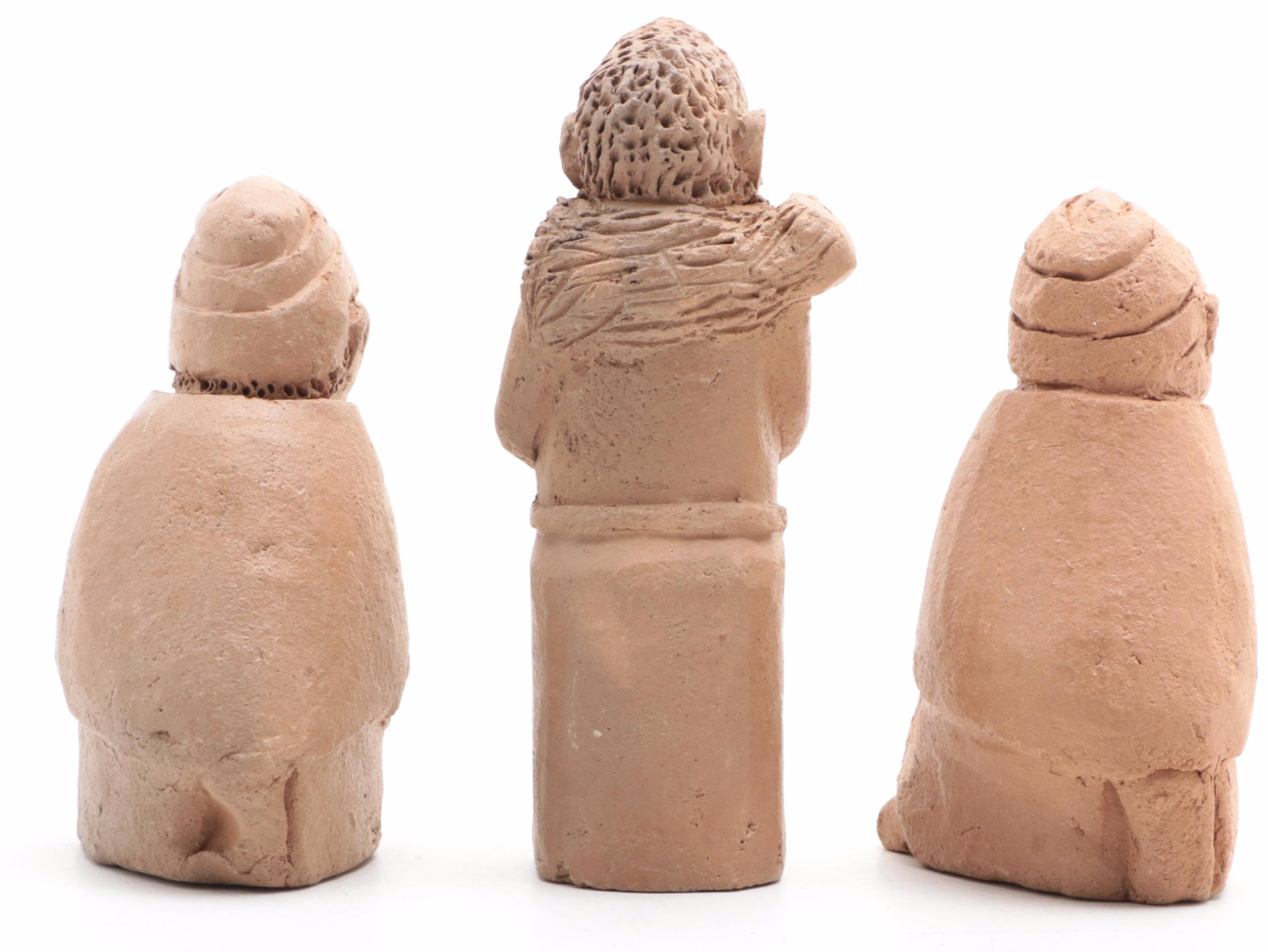 George Shija Signed Hand Built Clay Nativity Figurines