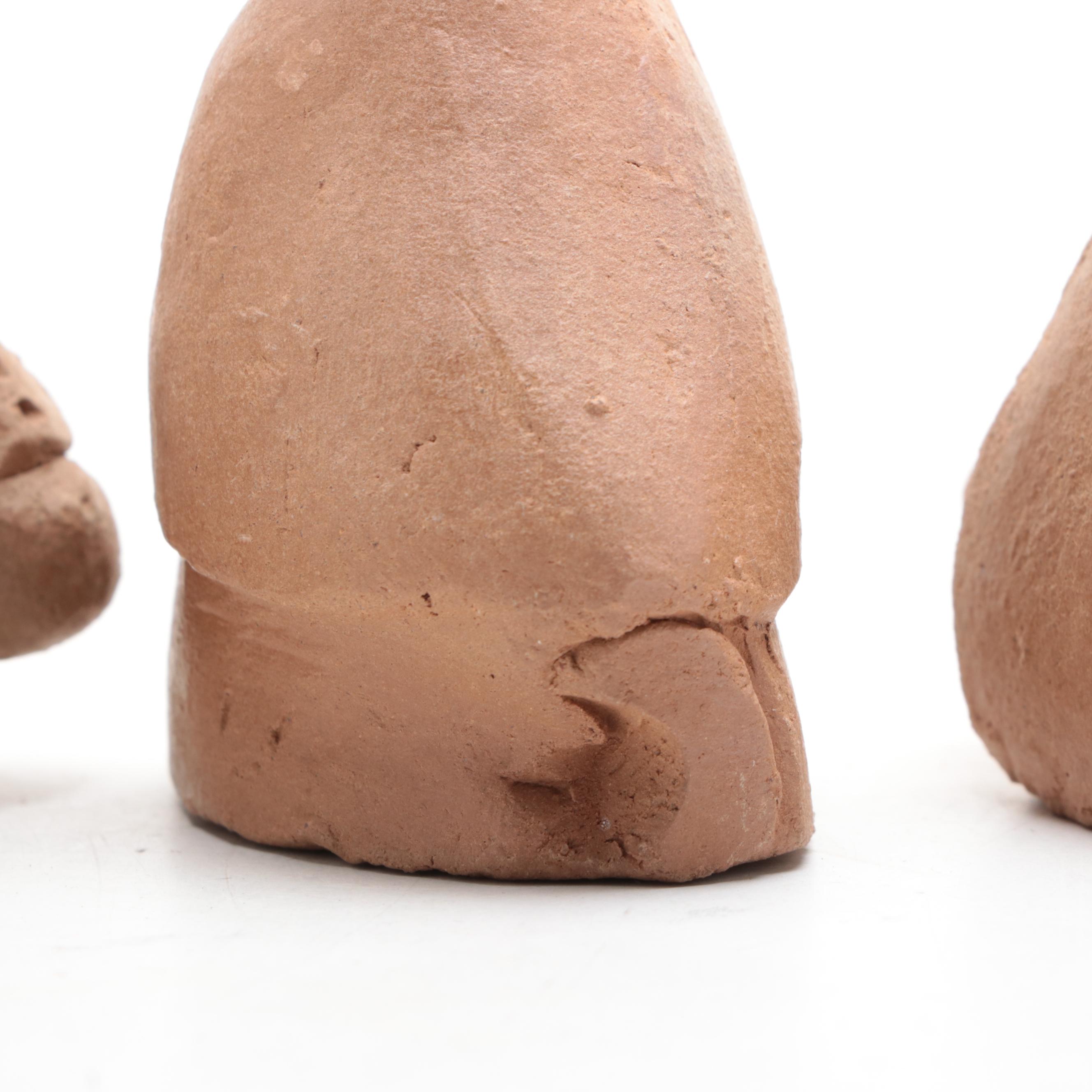 George Shija Signed Hand Built Clay Nativity Figurines